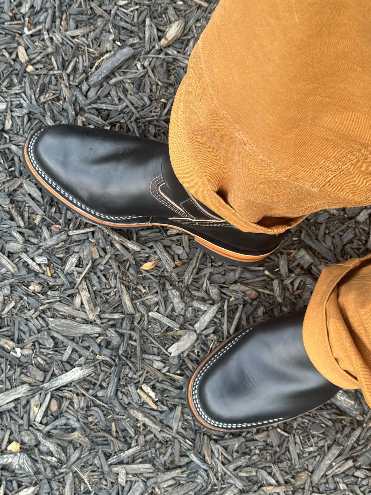 Photo by BigDawg308 on July 19, 2025 of the Wesco Mister Lou in Horween Black Chromexcel Horsehide.