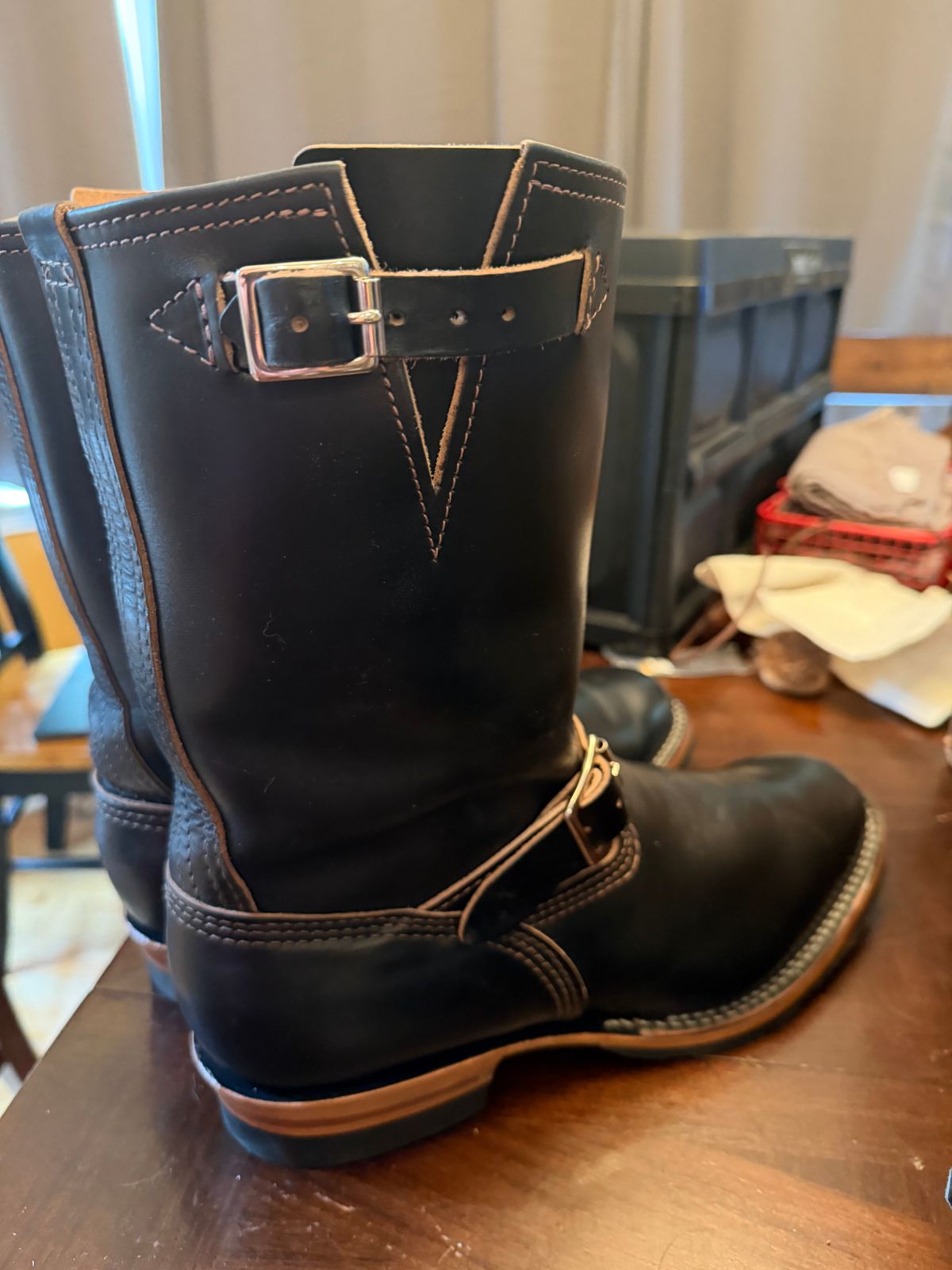 Photo by BigDawg308 on September 29, 2025 of the Wesco Mister Lou in Horween Black Chromexcel Horsehide.