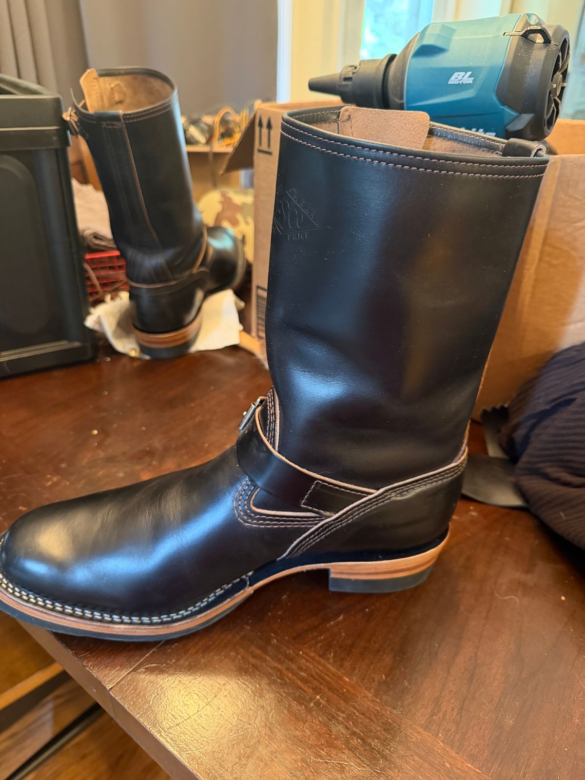 Photo by BigDawg308 on September 29, 2025 of the Wesco Mister Lou in Horween Black Chromexcel Horsehide.