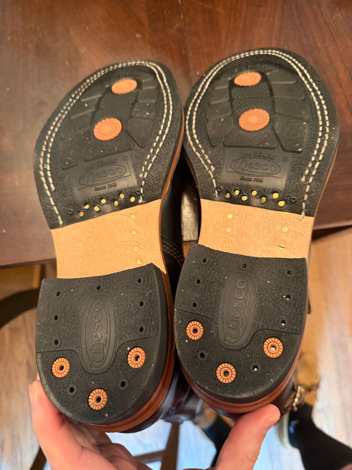 Photo by BigDawg308 on September 29, 2025 of the Wesco Mister Lou in Horween Black Chromexcel Horsehide.