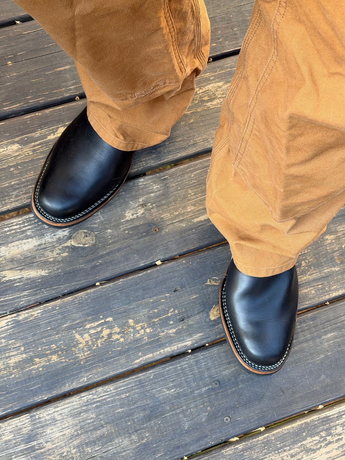 Photo by BigDawg308 on December 30, 2025 of the Wesco Mister Lou in Horween Black Chromexcel Horsehide.
