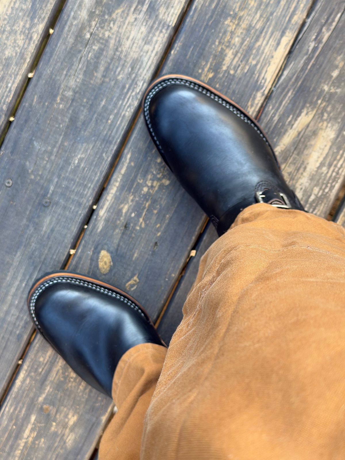 Photo by BigDawg308 on December 30, 2025 of the Wesco Mister Lou in Horween Black Chromexcel Horsehide.