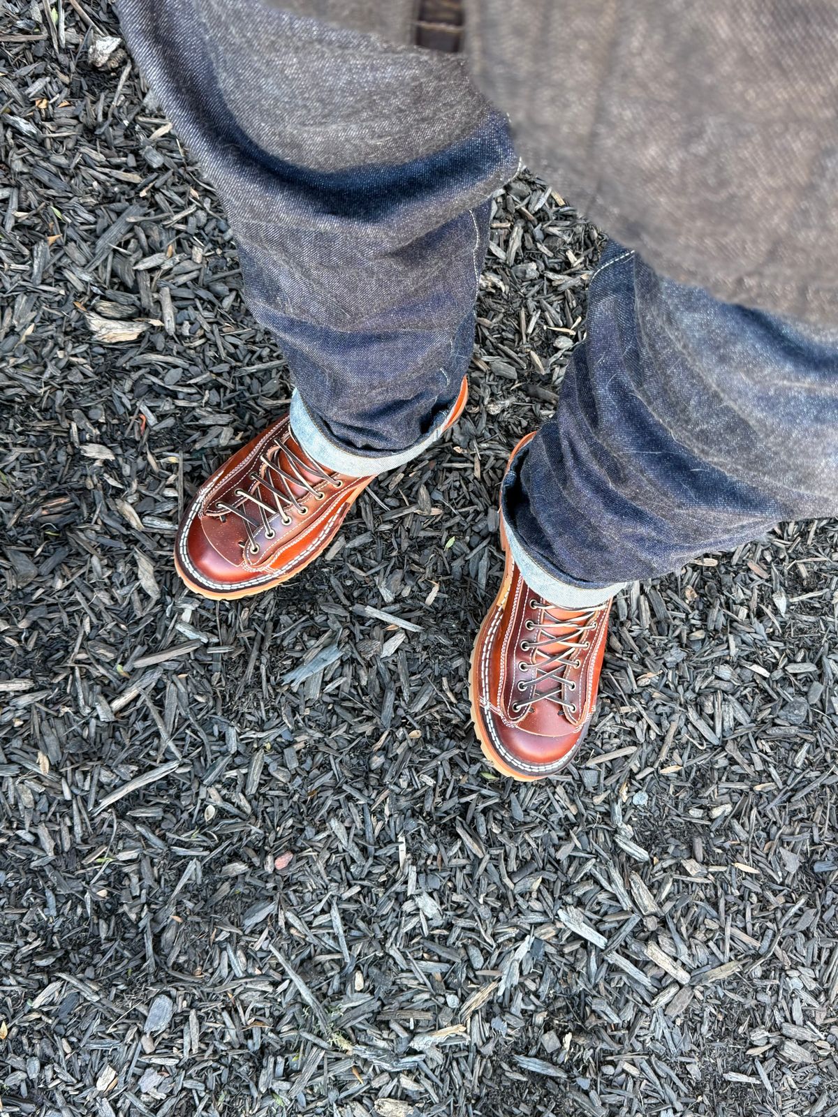 Photo by BigDawg308 on February 7, 2026 of the Frank's Boots Monkey Boot in Wickett & Craig Chestnut Oiled Latigo & Wickett & Craig Oiled Latigo Tan.