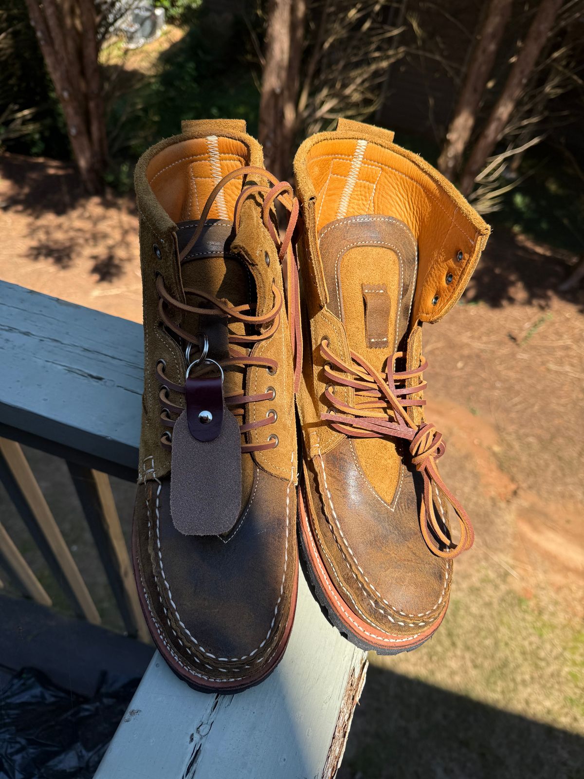 Photo by BigDawg308 on August 6, 2025 of the Easymoc Rangeley in C.F. Stead Waxed Elk & C.F. Stead Snuff Waxed Kudu.