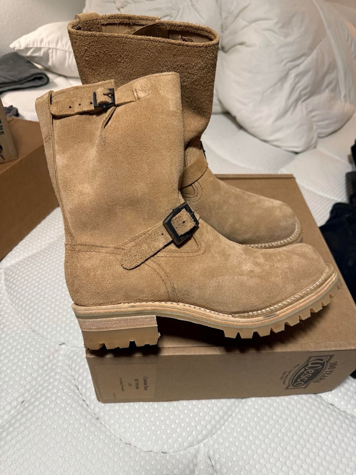 Photo by BigDawg308 on October 21, 2025 of the Wesco Boss Engineer Boot in Seidel Burlap Roughout.