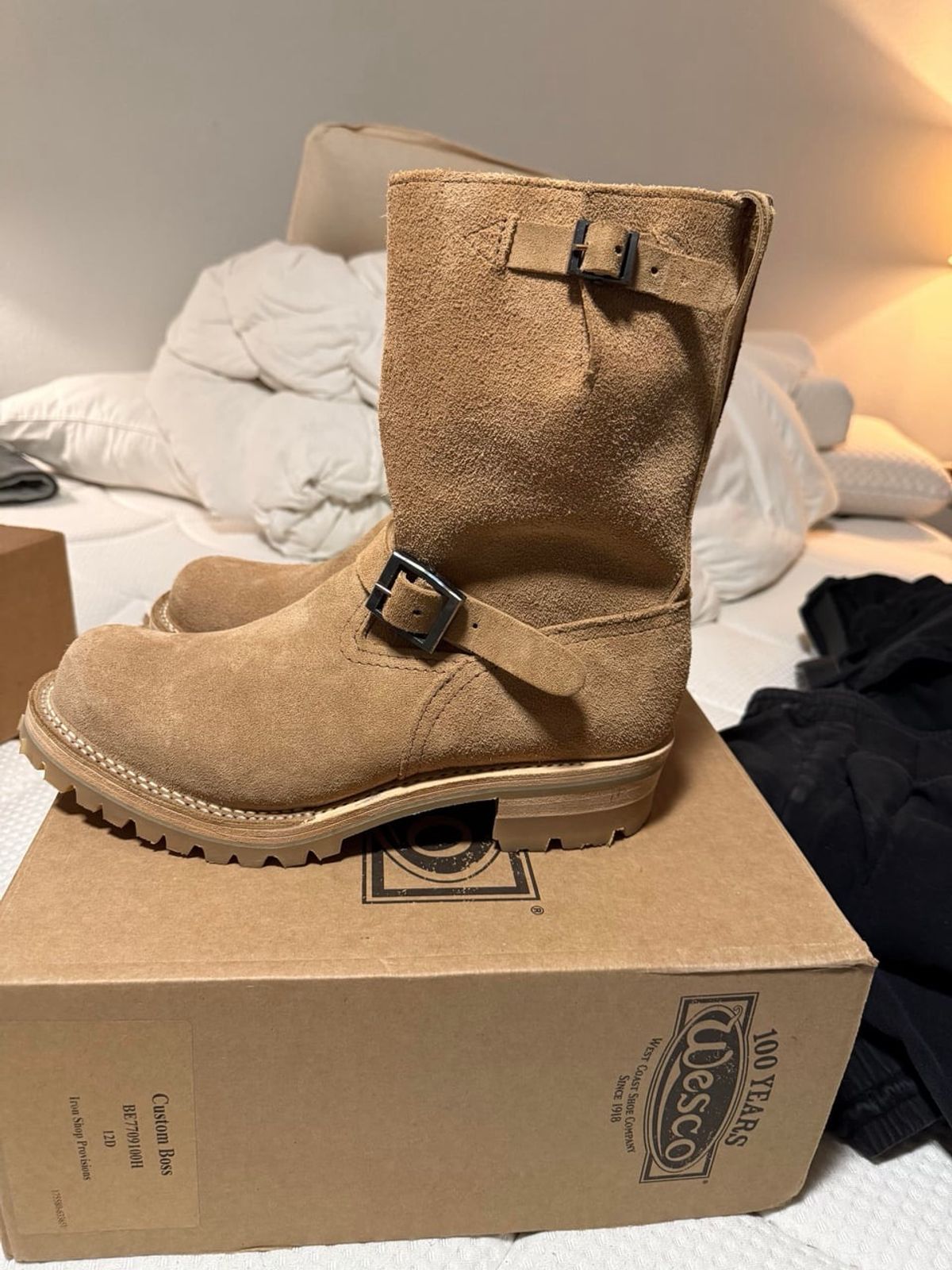Photo by BigDawg308 on October 21, 2025 of the Wesco Boss Engineer Boot in Seidel Burlap Roughout.