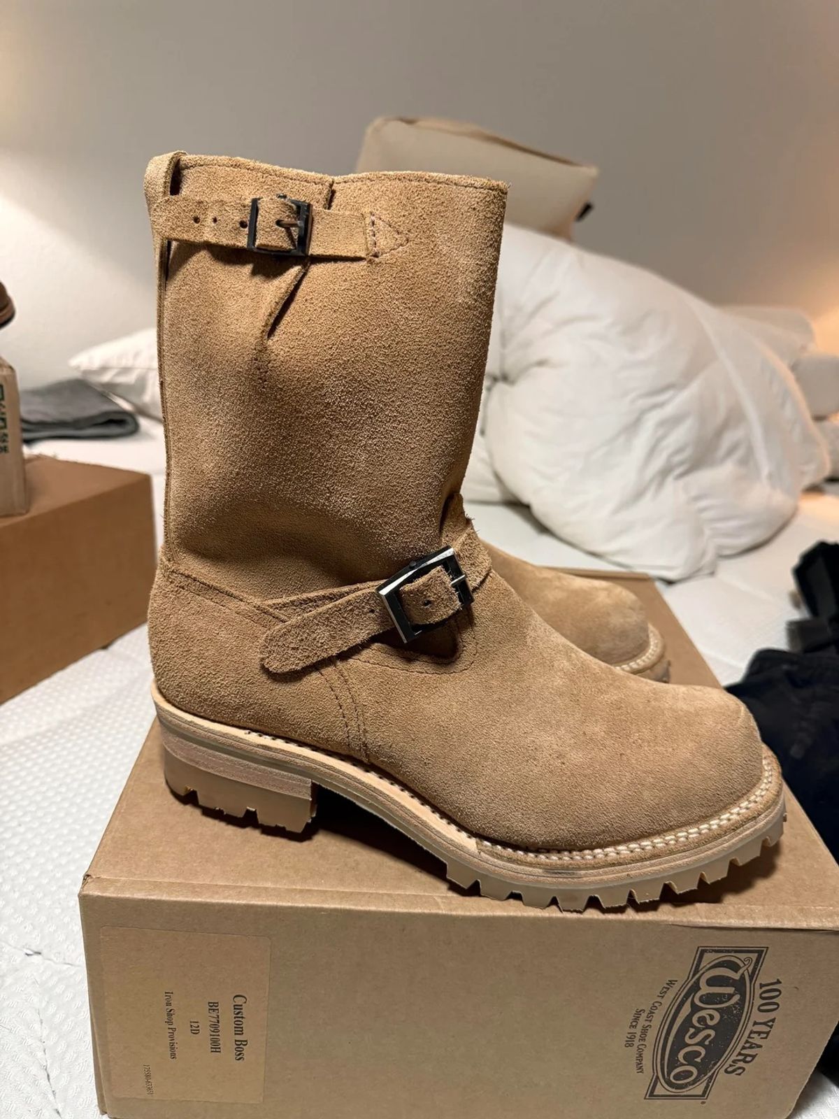 Photo by BigDawg308 on October 21, 2025 of the Wesco Boss Engineer Boot in Seidel Burlap Roughout.