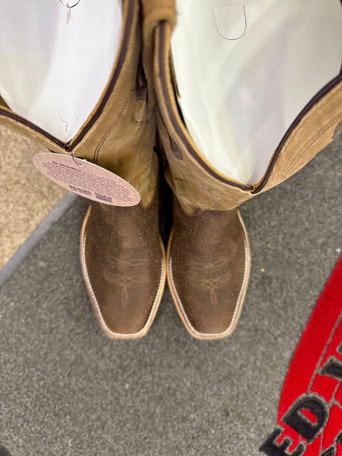 Photo by BigDawg308 on June 23, 2026 of the Anderson Bean Cutter Toe in Tan Hungry Hippo & Tan Sueded Kidskin.