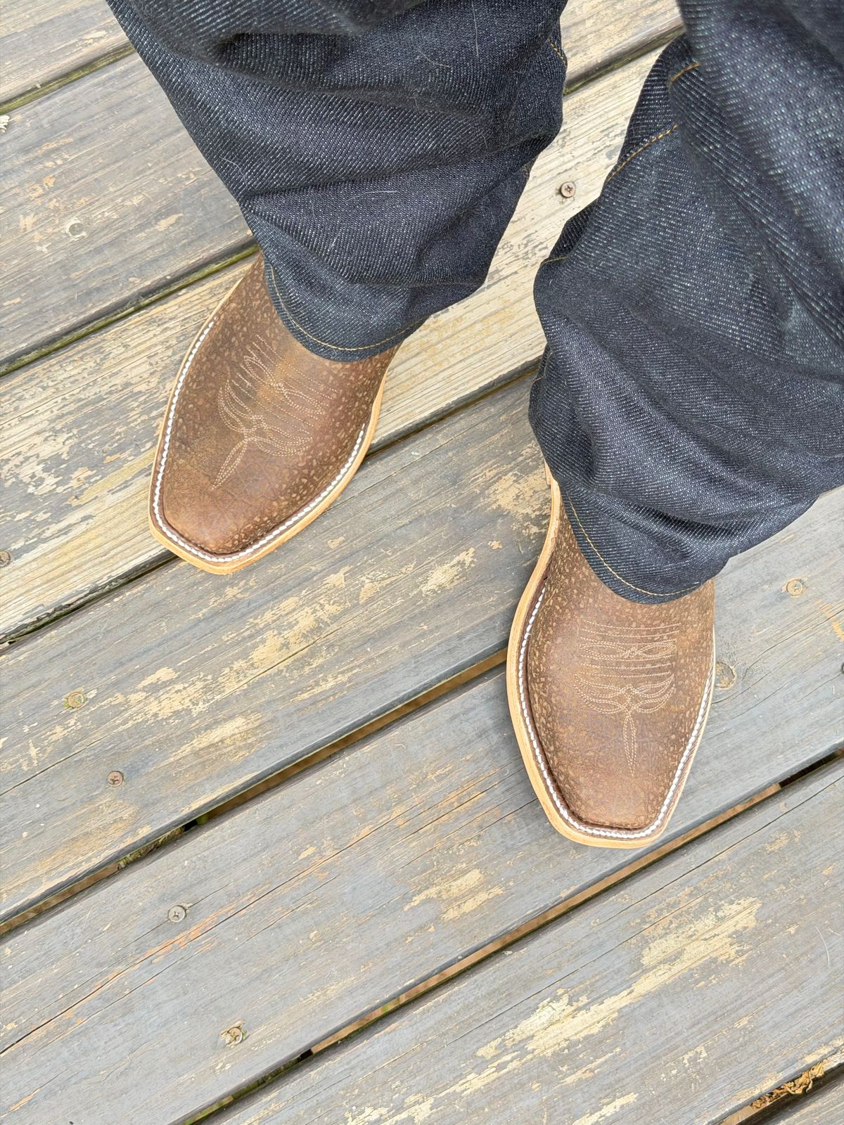 Photo by BigDawg308 on June 27, 2026 of the Anderson Bean Cutter Toe in Tan Hungry Hippo & Tan Sueded Kidskin.