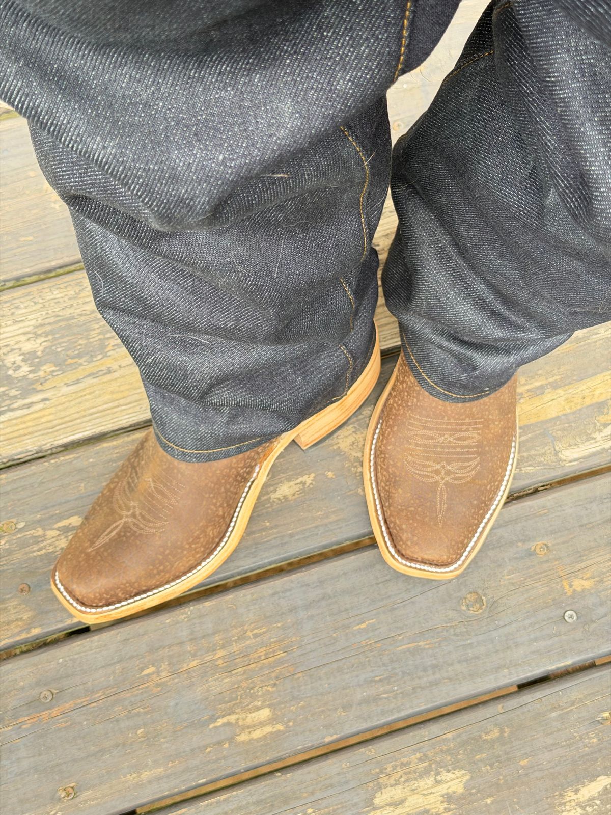 Photo by BigDawg308 on June 27, 2026 of the Anderson Bean Cutter Toe in Tan Hungry Hippo & Tan Sueded Kidskin.