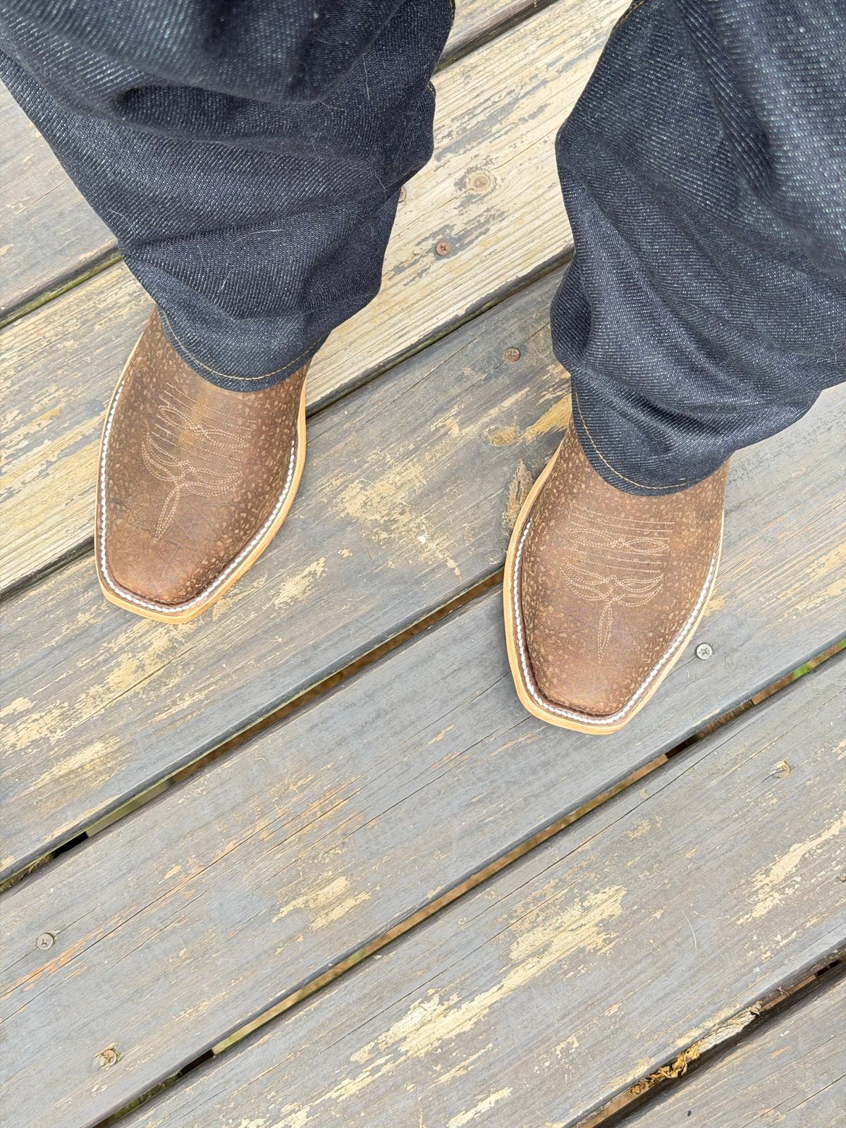 Photo by BigDawg308 on June 27, 2026 of the Anderson Bean Cutter Toe in Tan Hungry Hippo & Tan Sueded Kidskin.