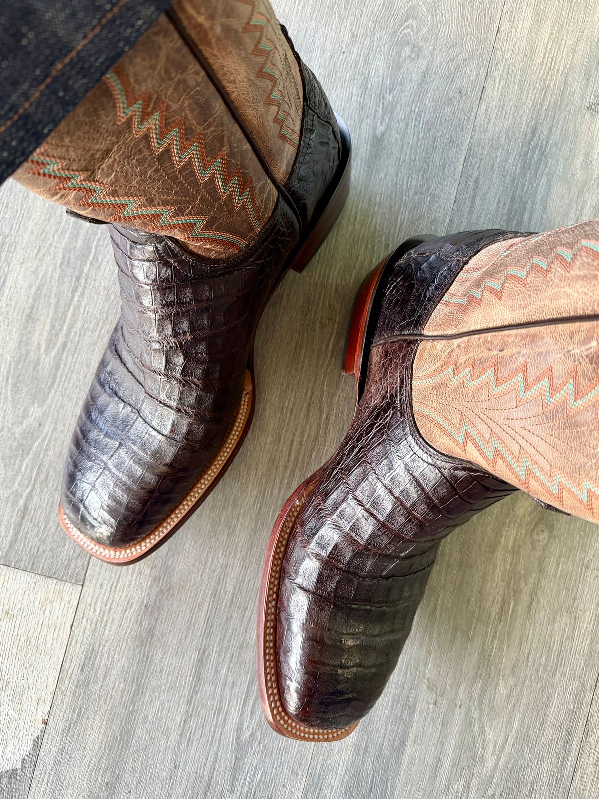 Photo by BigDawg308 on April 24, 2026 of the Lucchese Custom Model in Caiman Belly.