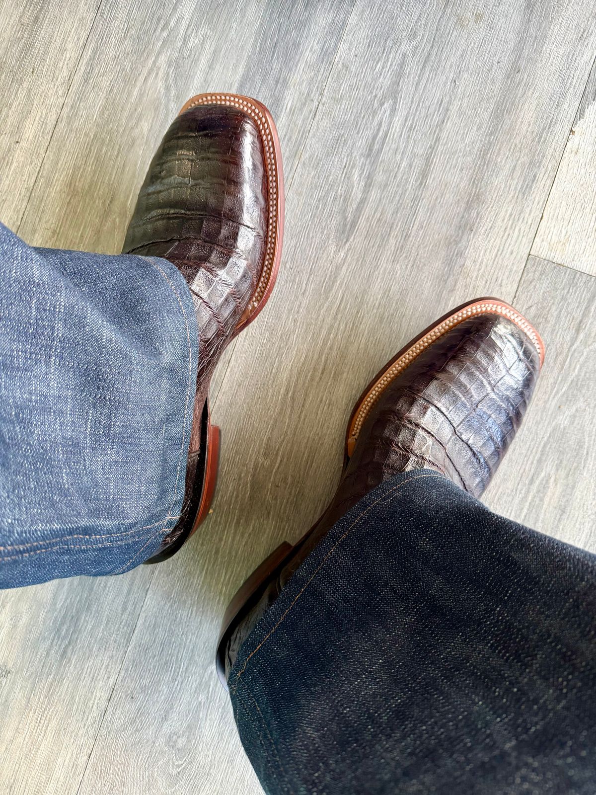 Photo by BigDawg308 on April 24, 2026 of the Lucchese Custom Model in Caiman Belly.