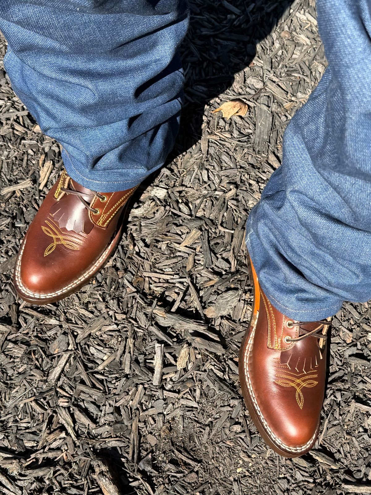 Photo by BigDawg308 on October 16, 2025 of the Frank's Boots Frontier Packer in Horween Timber Chromexcel.