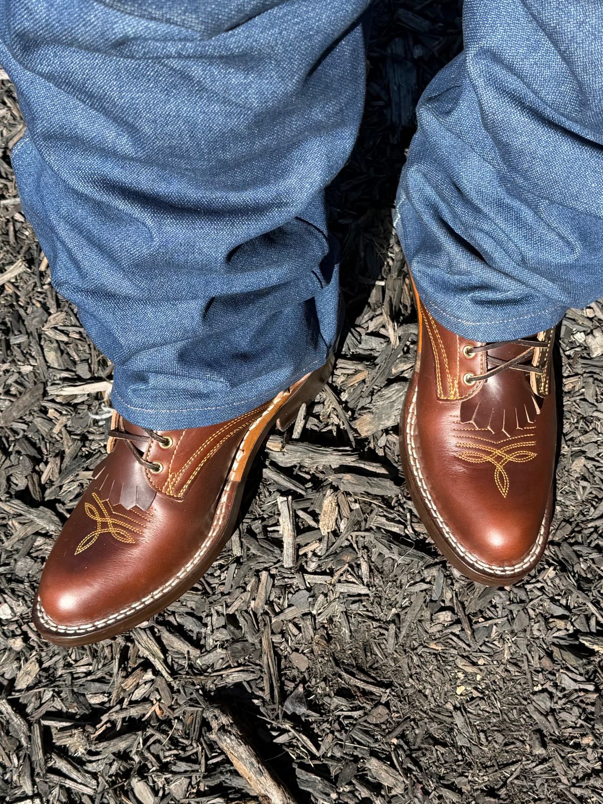 Photo by BigDawg308 on October 16, 2025 of the Frank's Boots Frontier Packer in Horween Timber Chromexcel.