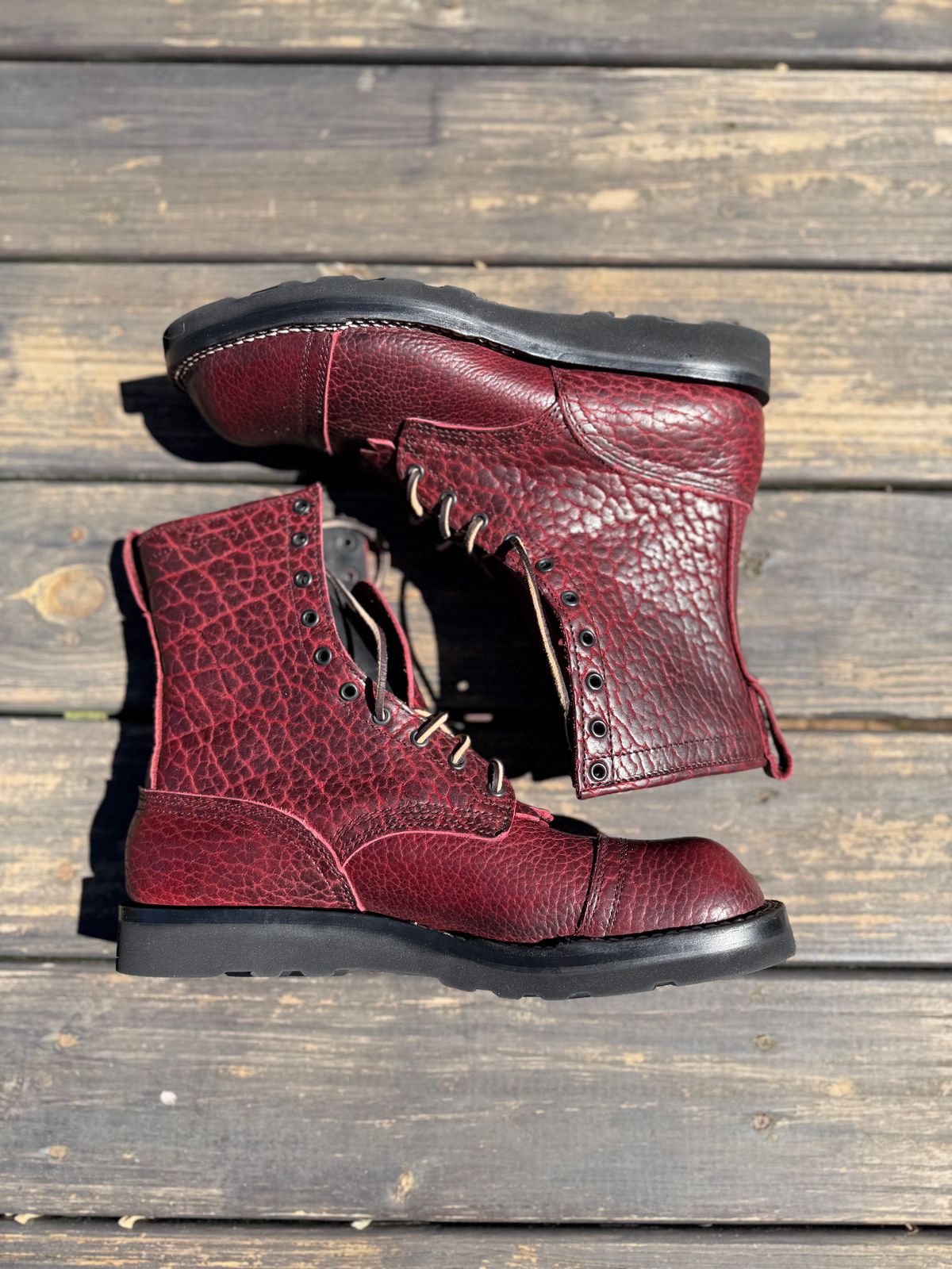 Photo by BigDawg308 on March 17, 2026 of the Nicks MTO in Law Tanning Oxblood Smooth Shruken Bison.