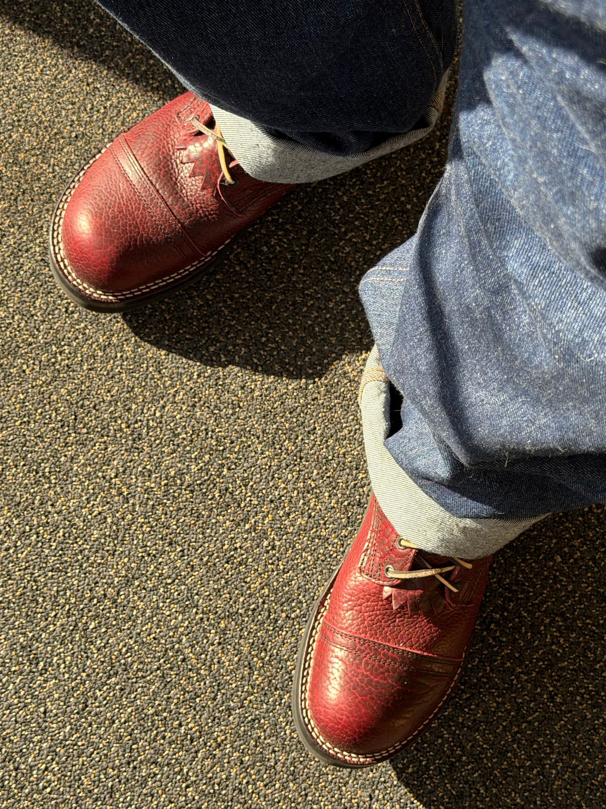 Photo by BigDawg308 on April 13, 2026 of the Nicks MTO in Law Tanning Oxblood Smooth Shruken Bison.