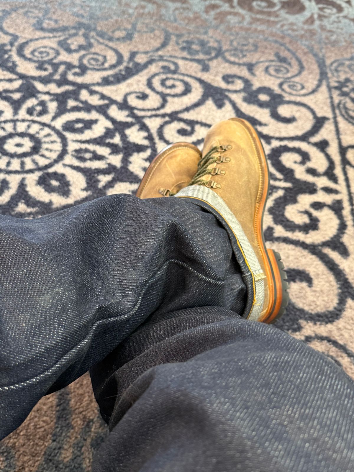 Photo by BigDawg308 on April 20, 2026 of the Viberg Hiker in C.F. Stead Desert Sand Waxy Commander.