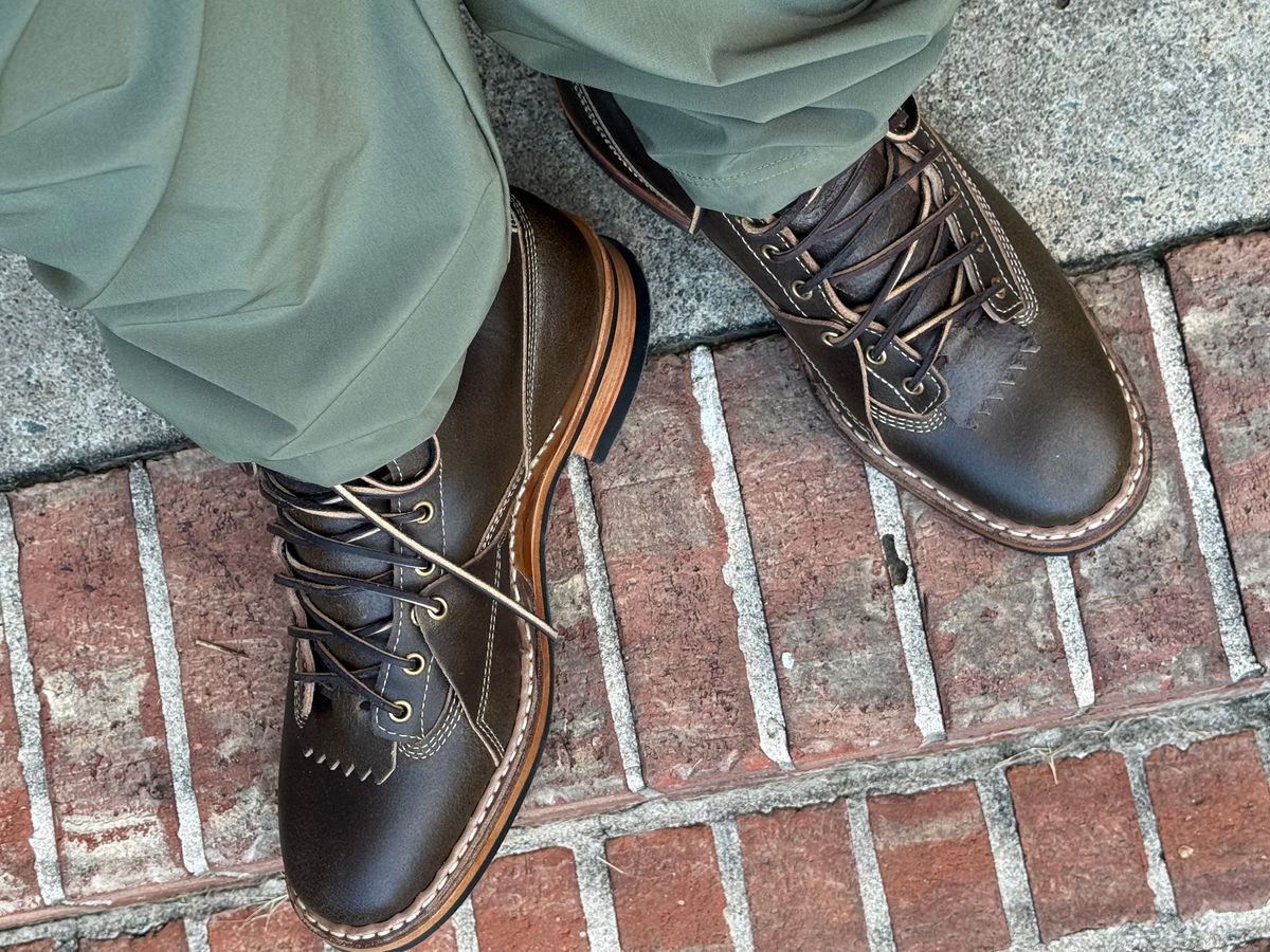 Photo by BigDawg308 on September 7, 2025 of the White's x Division Road LTT Lineman 350 in Horween Olive Waxed Flesh.