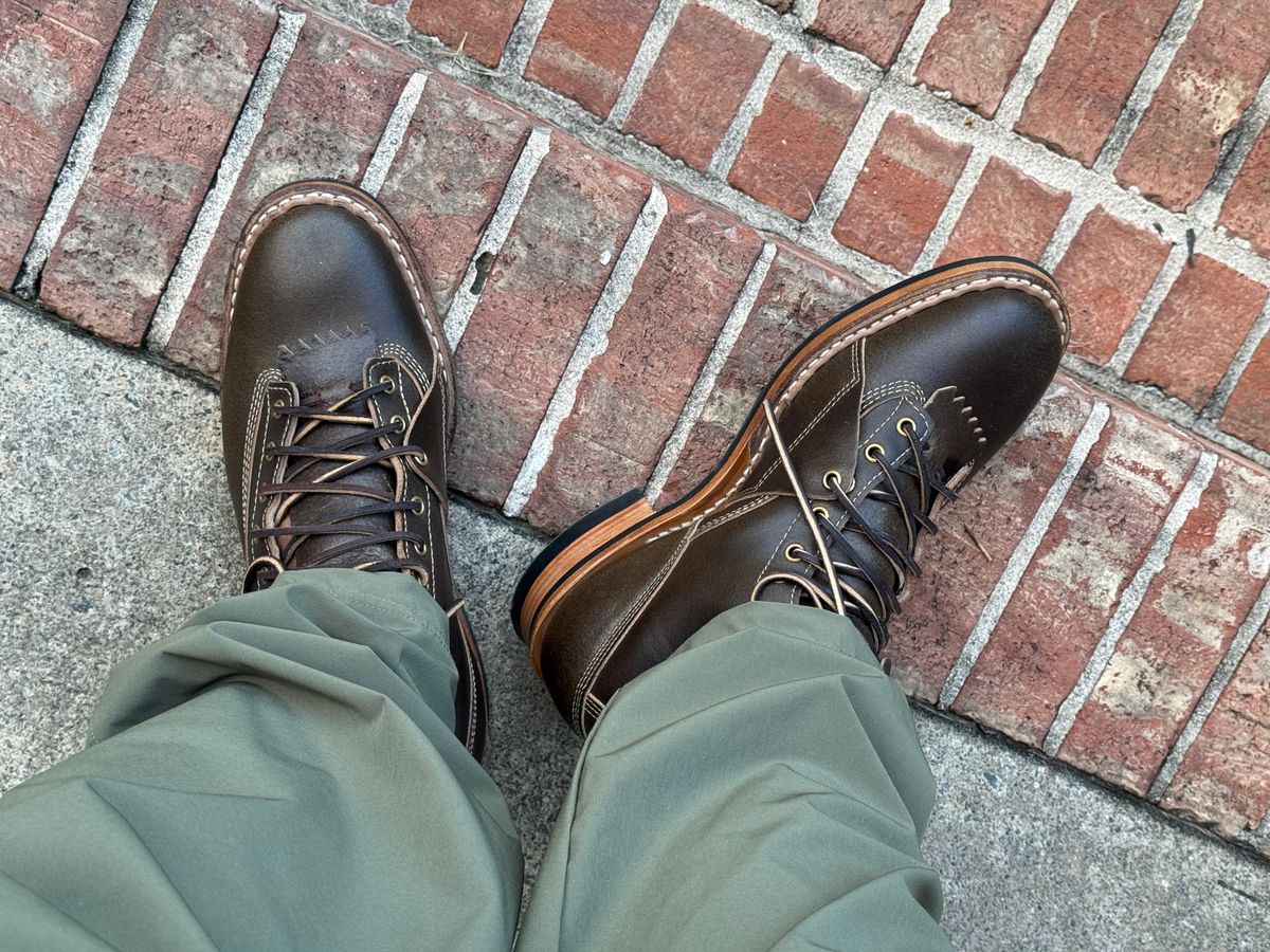 Photo by BigDawg308 on September 7, 2025 of the White's x Division Road LTT Lineman 350 in Horween Olive Waxed Flesh.