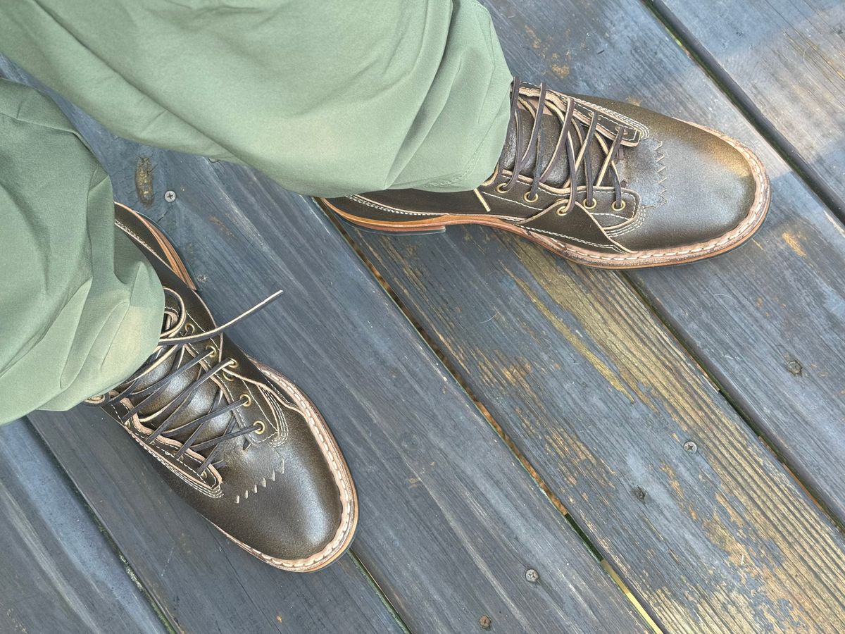 Photo by BigDawg308 on September 7, 2025 of the White's x Division Road LTT Lineman 350 in Horween Olive Waxed Flesh.
