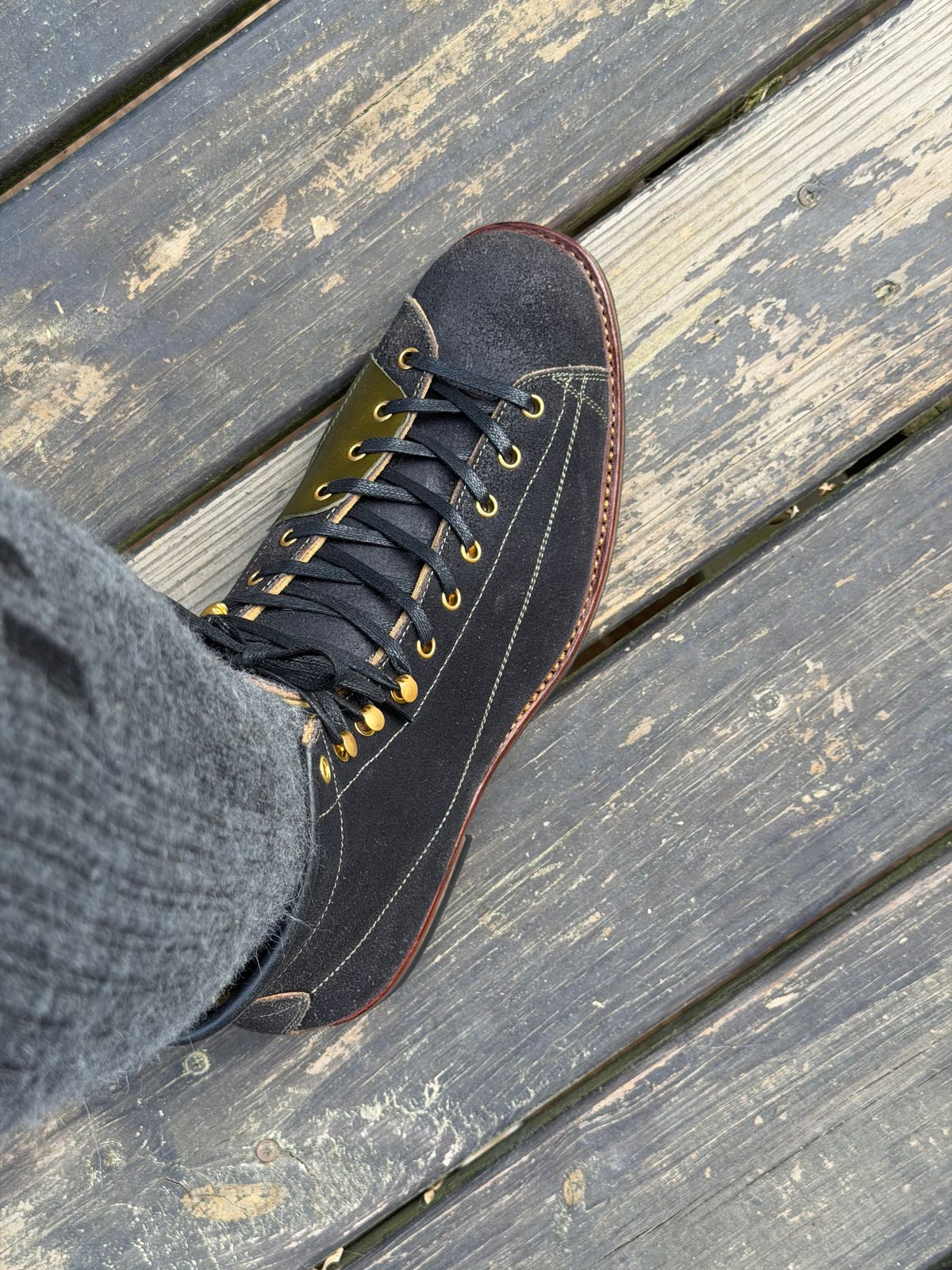 Photo by BigDawg308 on March 26, 2026 of the Sagara Cordmaster in Badalassi Carlo Oliva Minerva Reverse Overdyed Black & Badalassi Carlo Oliva Pueblo.