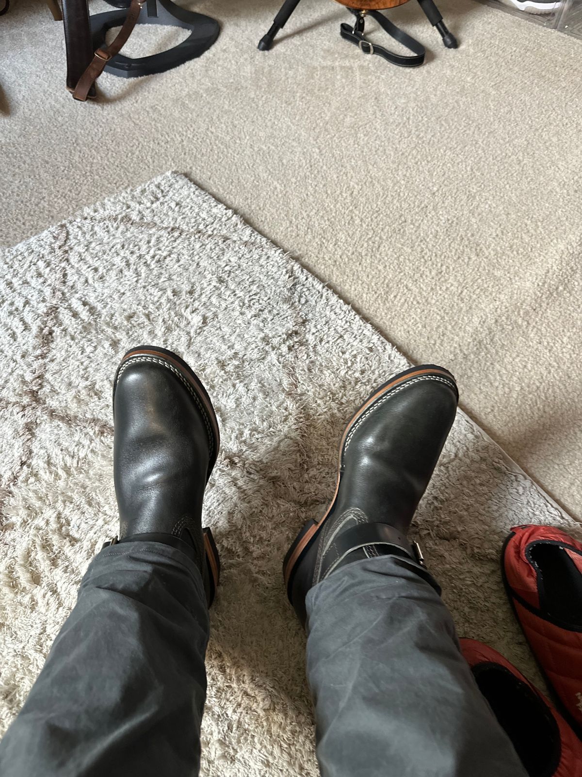 Photo by FunkyMonk78 on July 5, 2024 of the Wesco Mister Lou in Maryam Petrolio Waxed Black Horsehide.