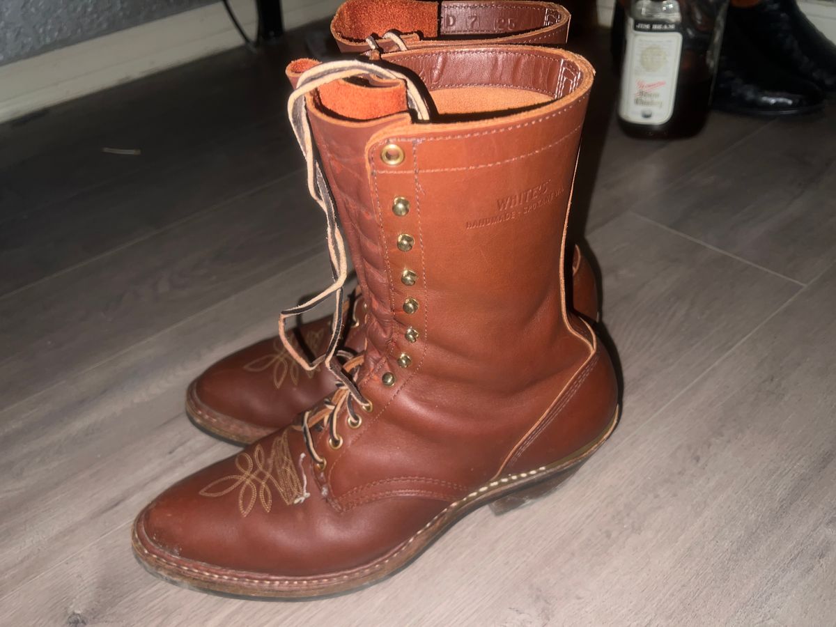 Photo by alex43366 on November 6, 2025 of the White's Packer Pointed Toe in Seidel Red Dog Oil Tan.