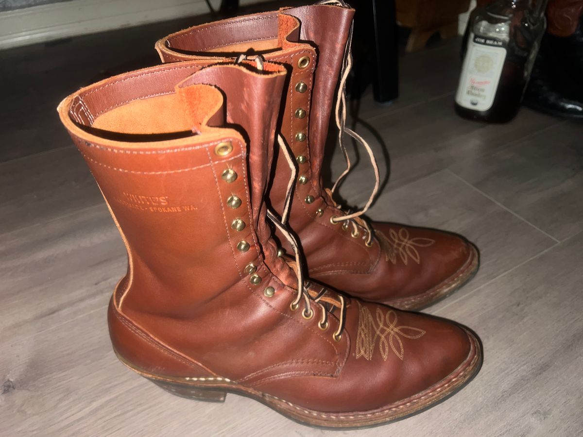 Photo by alex43366 on November 6, 2025 of the White's Packer Pointed Toe in Seidel Red Dog Oil Tan.