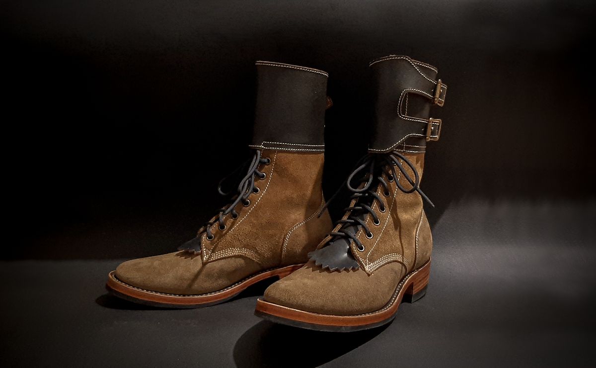 Photo by amagton on May 12, 2025 of the Willie's Handmade Boots M43 Double Buckle in S.B. Foot Olive Mohave Roughout.