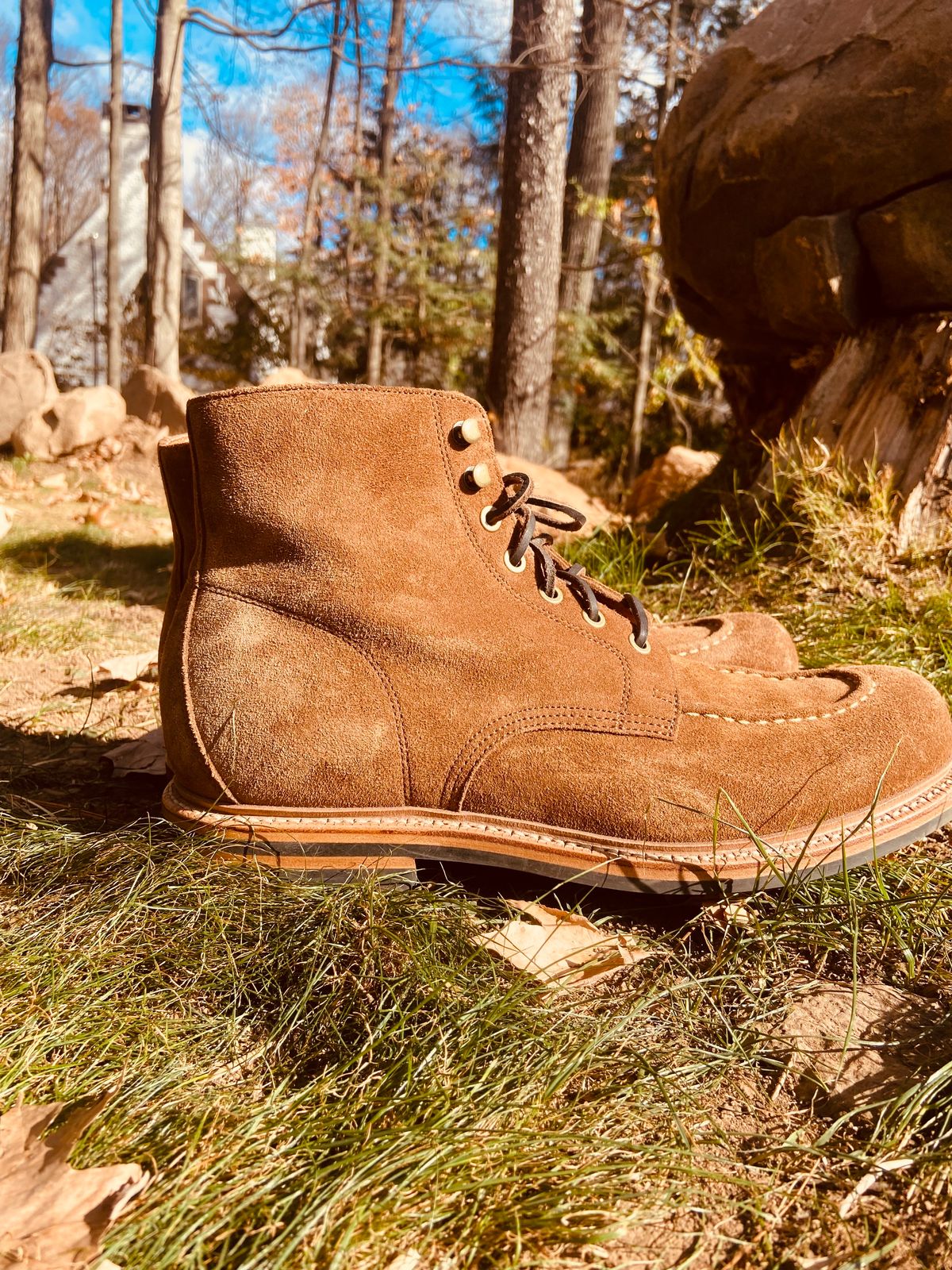 Photo by williamh on November 2, 2024 of the Grant Stone Brass Boot in Snuffe Reverse kudu.