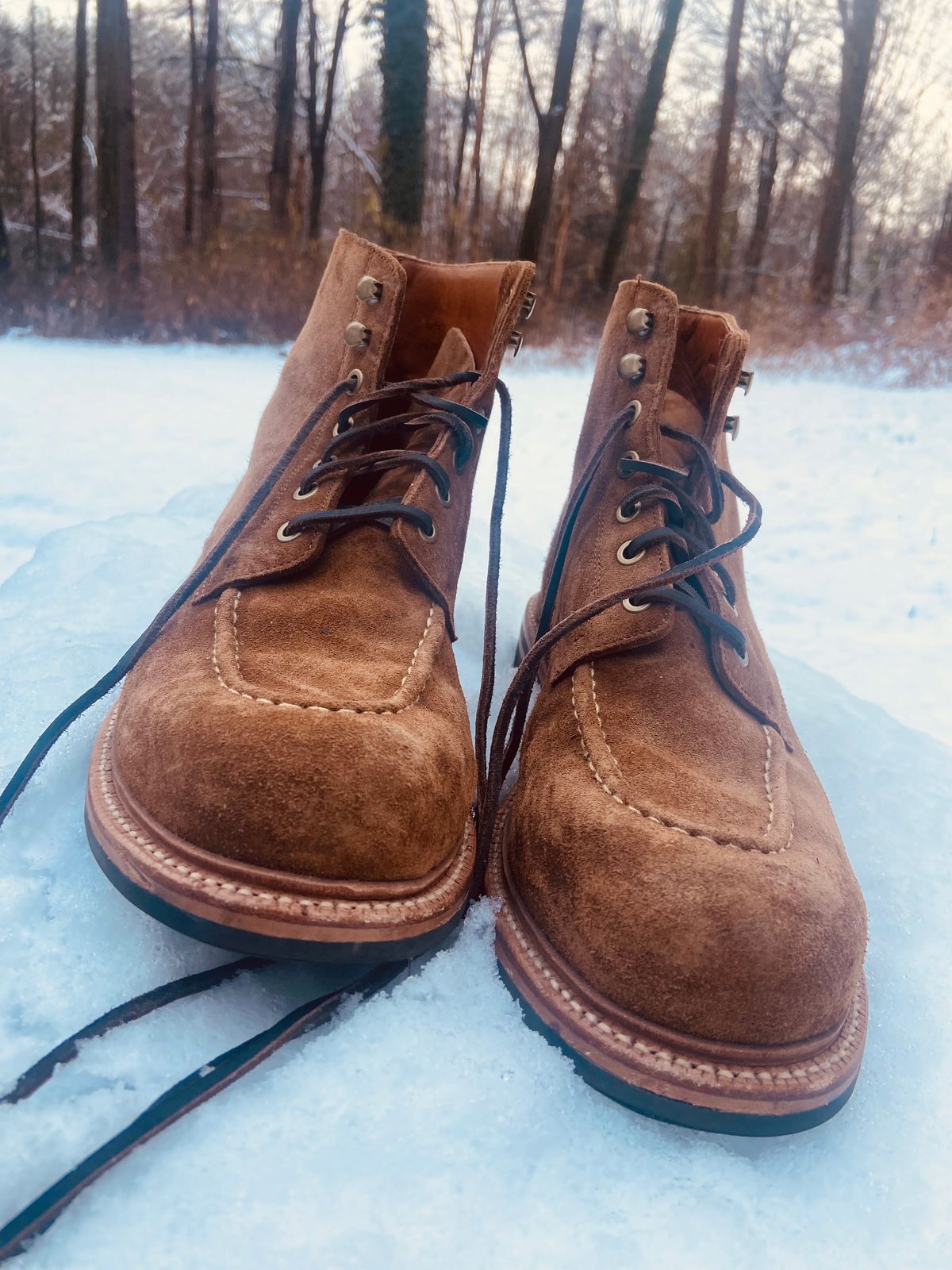 Photo by williamh on December 5, 2024 of the Grant Stone Brass Boot in Snuffe Reverse kudu.