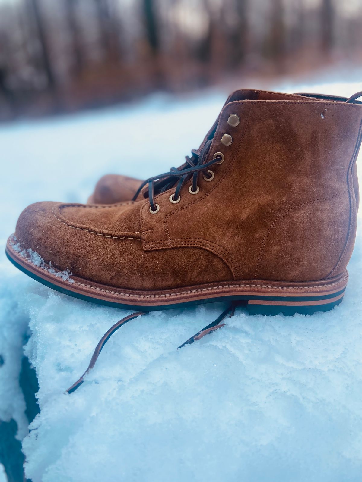Photo by williamh on December 5, 2024 of the Grant Stone Brass Boot in Snuffe Reverse kudu.
