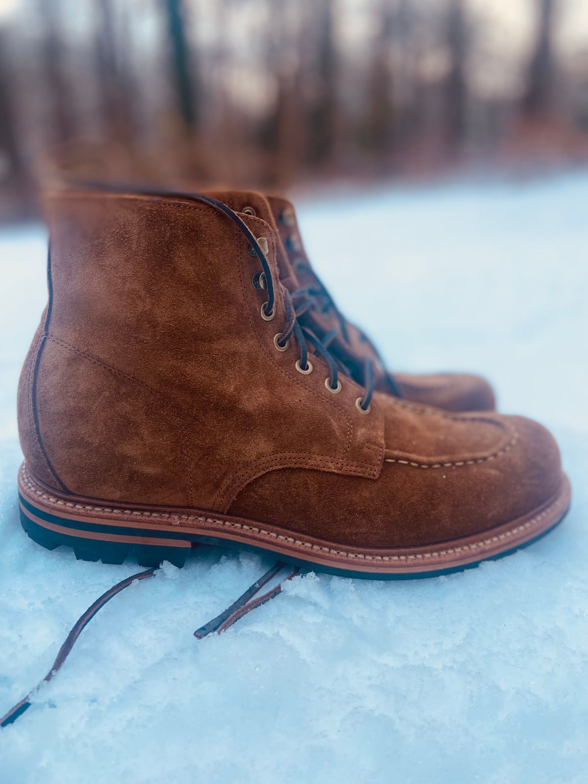Photo by williamh on December 5, 2024 of the Grant Stone Brass Boot in Snuffe Reverse kudu.