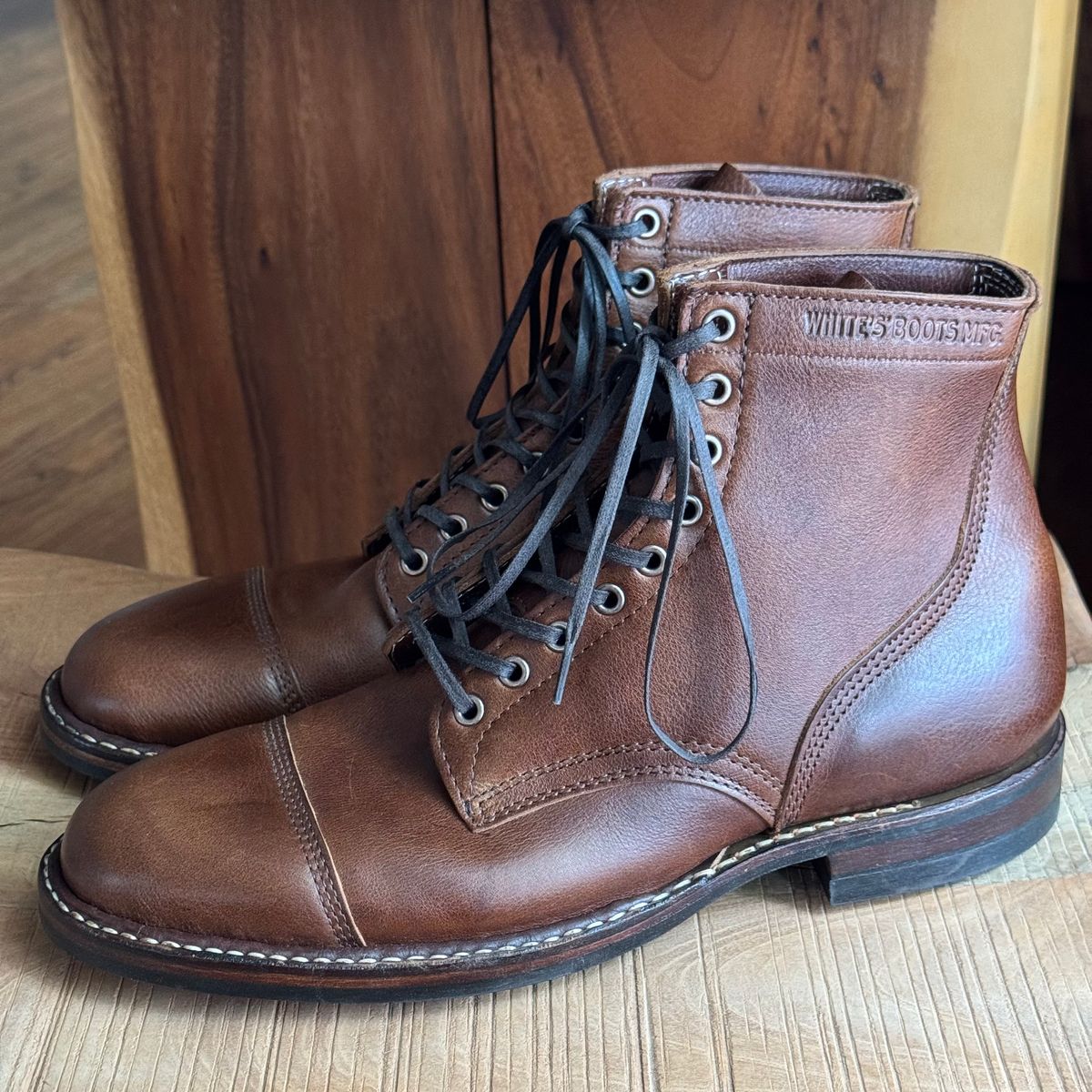 Photo by EarthToneDaddy on April 30, 2026 of the White’s x Division Road MP-M1 in Urban Brown Buckingham.