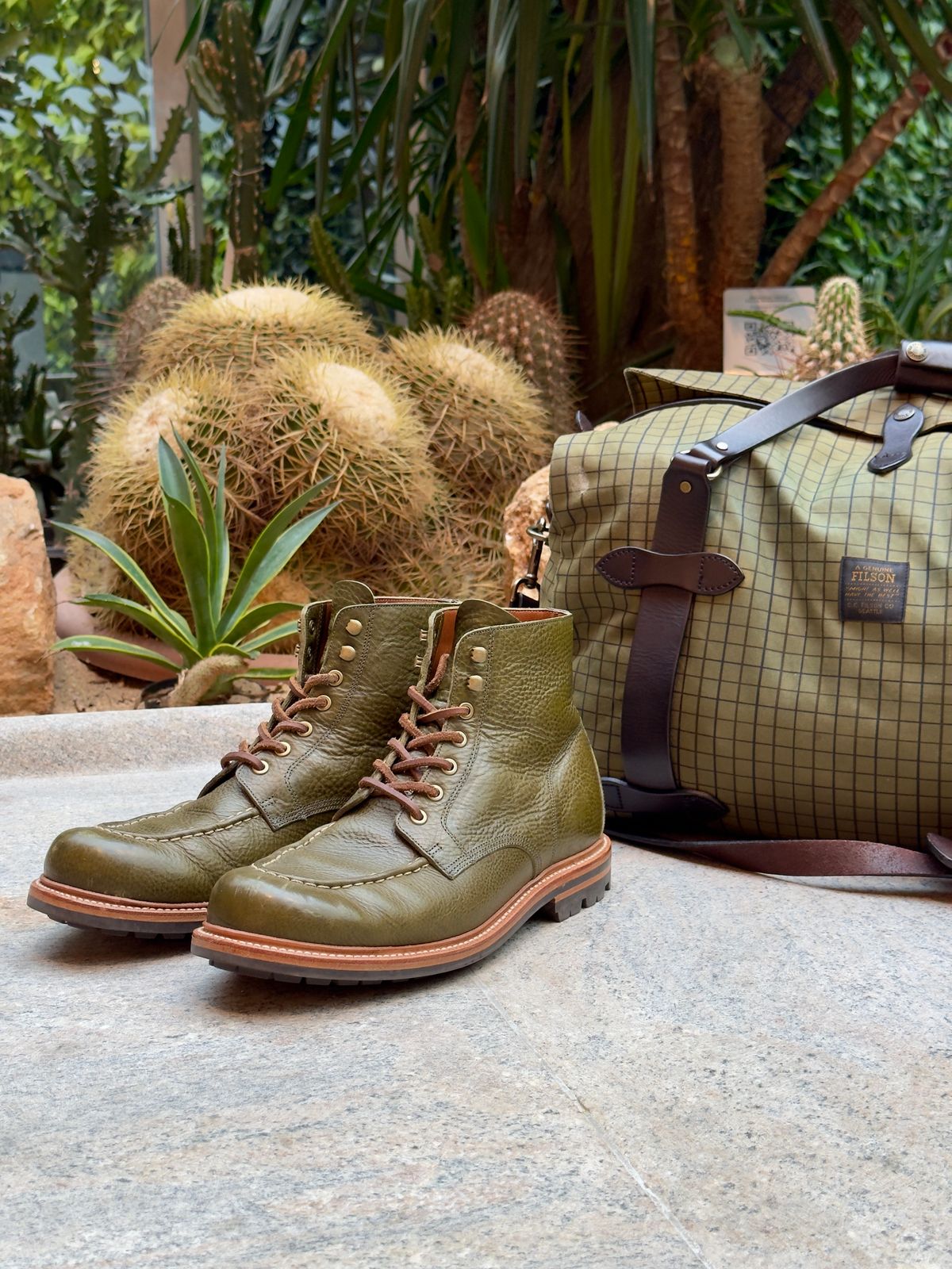 Photo by EarthToneDaddy on October 15, 2025 of the Grant Stone Brass Boot in Badalassi Carlo Oliva Minerva Box.