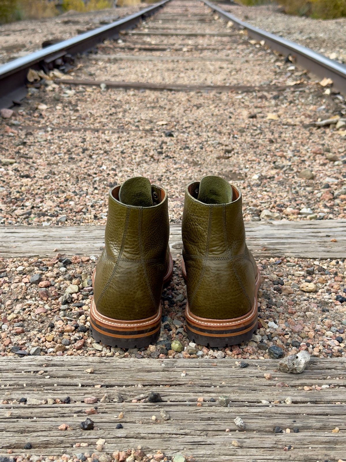 Photo by EarthToneDaddy on November 4, 2025 of the Grant Stone Brass Boot in Badalassi Carlo Oliva Minerva Box.