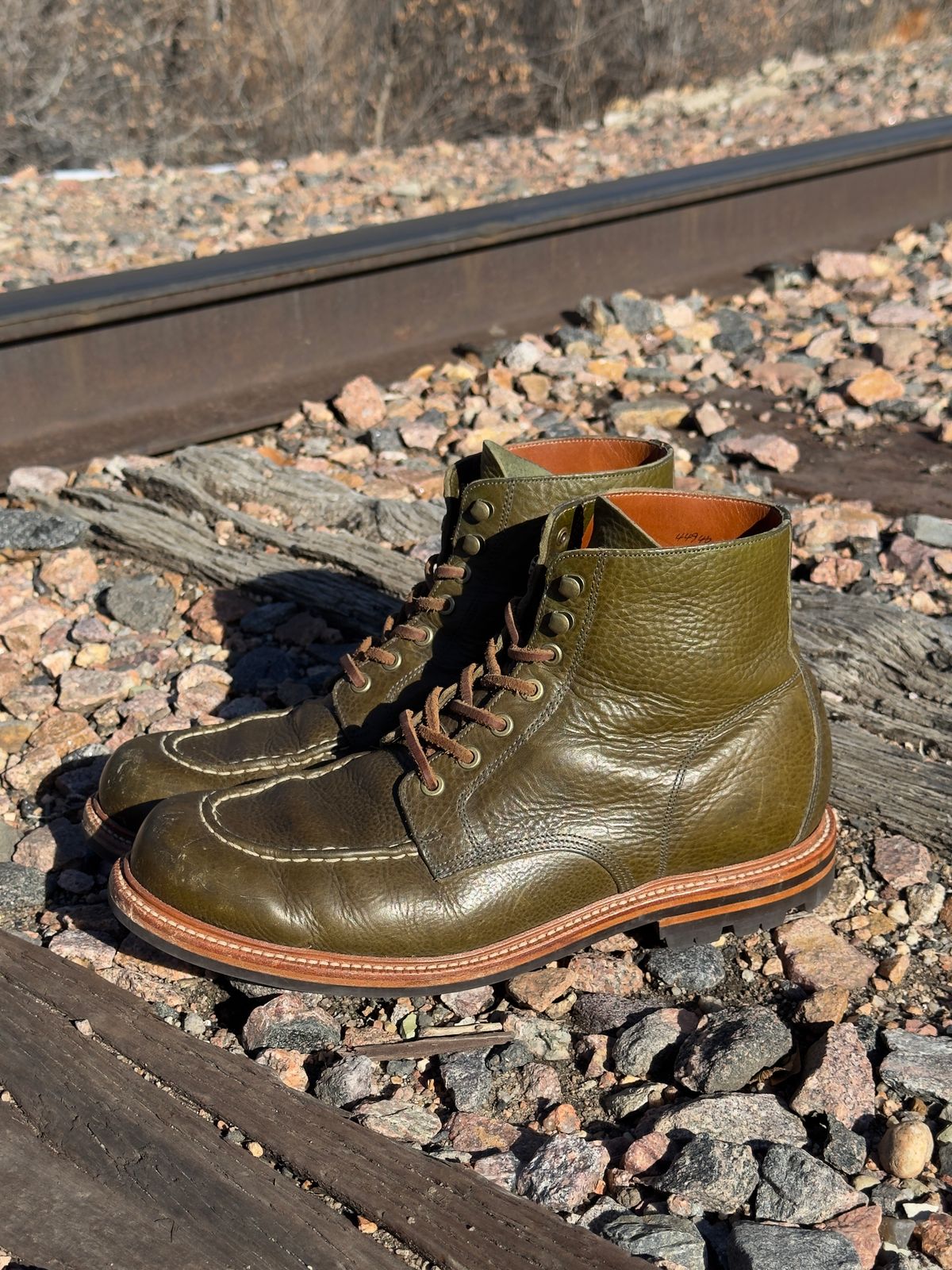 Photo by EarthToneDaddy on December 2, 2025 of the Grant Stone Brass Boot in Badalassi Carlo Oliva Minerva Box.