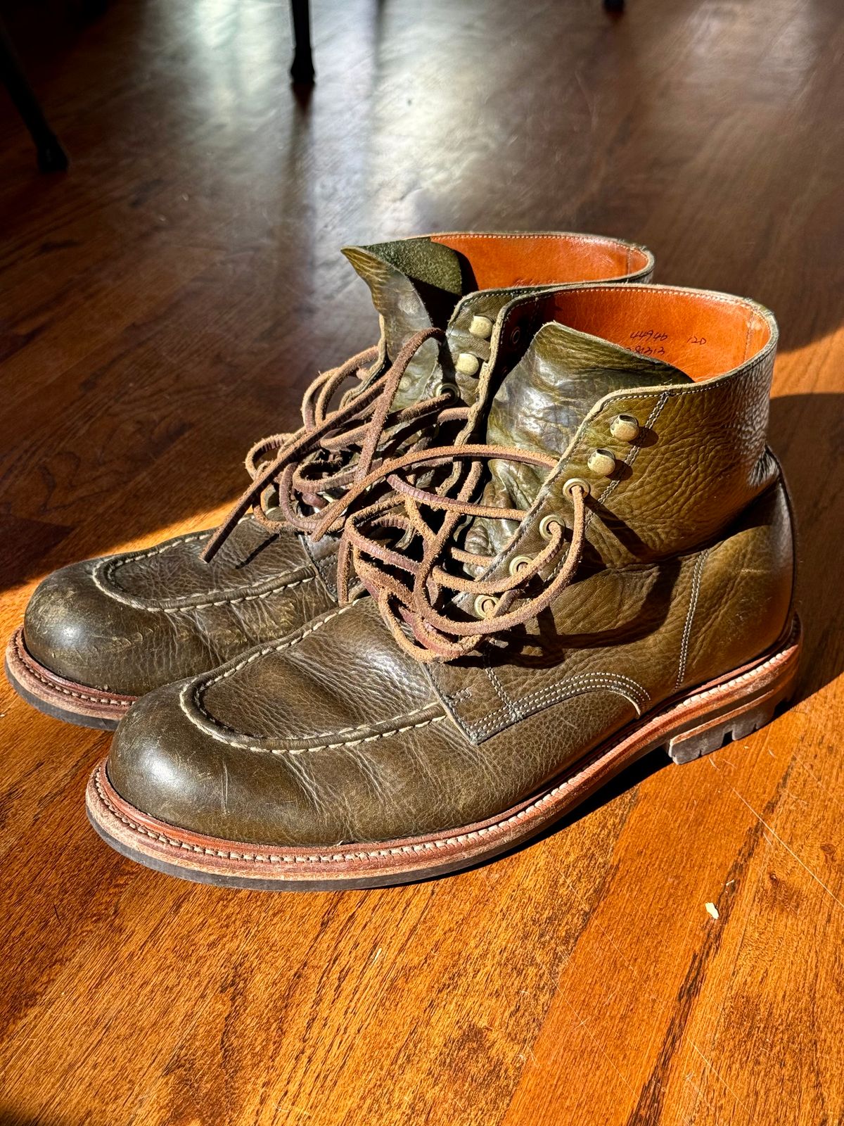 Photo by EarthToneDaddy on February 7, 2026 of the Grant Stone Brass Boot in Badalassi Carlo Oliva Minerva Box.