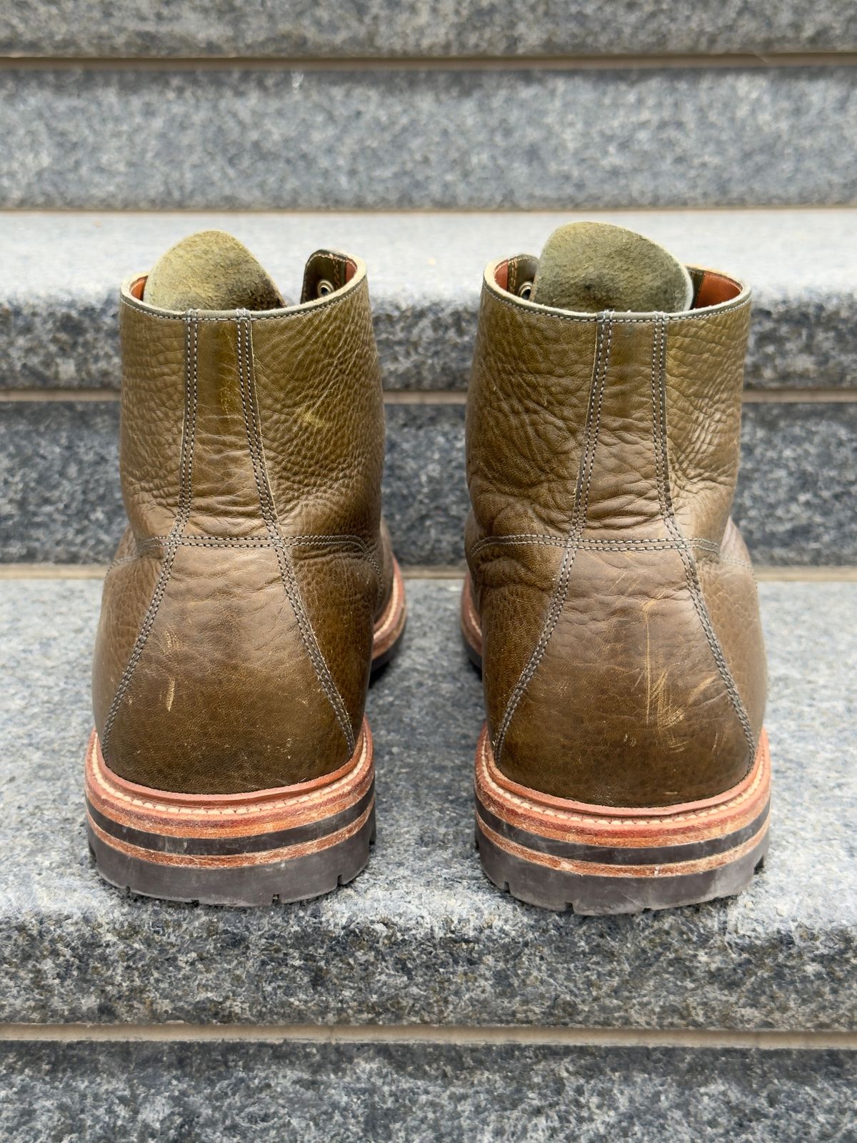 Photo by EarthToneDaddy on March 1, 2026 of the Grant Stone Brass Boot in Badalassi Carlo Oliva Minerva Box.