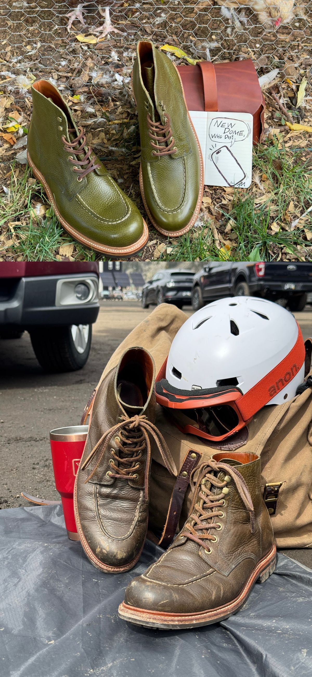 Photo by EarthToneDaddy on March 23, 2026 of the Grant Stone Brass Boot in Badalassi Carlo Oliva Minerva Box.