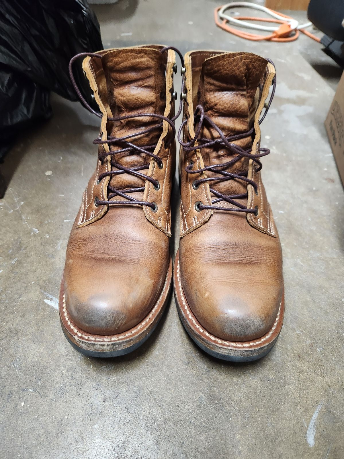Photo by davidsgarage1972 on December 5, 2025 of the Truman Boot Co. 79 Last in British Tan Grizzly.