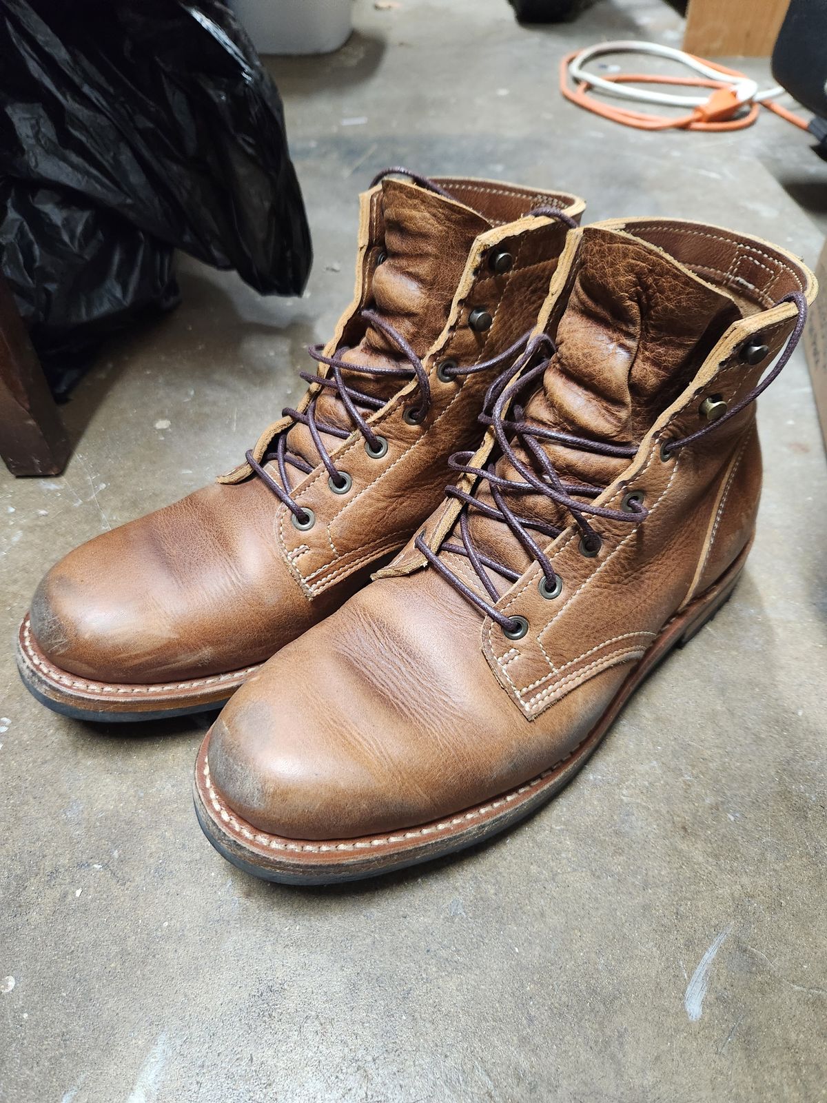 Photo by davidsgarage1972 on December 5, 2025 of the Truman Boot Co. 79 Last in British Tan Grizzly.