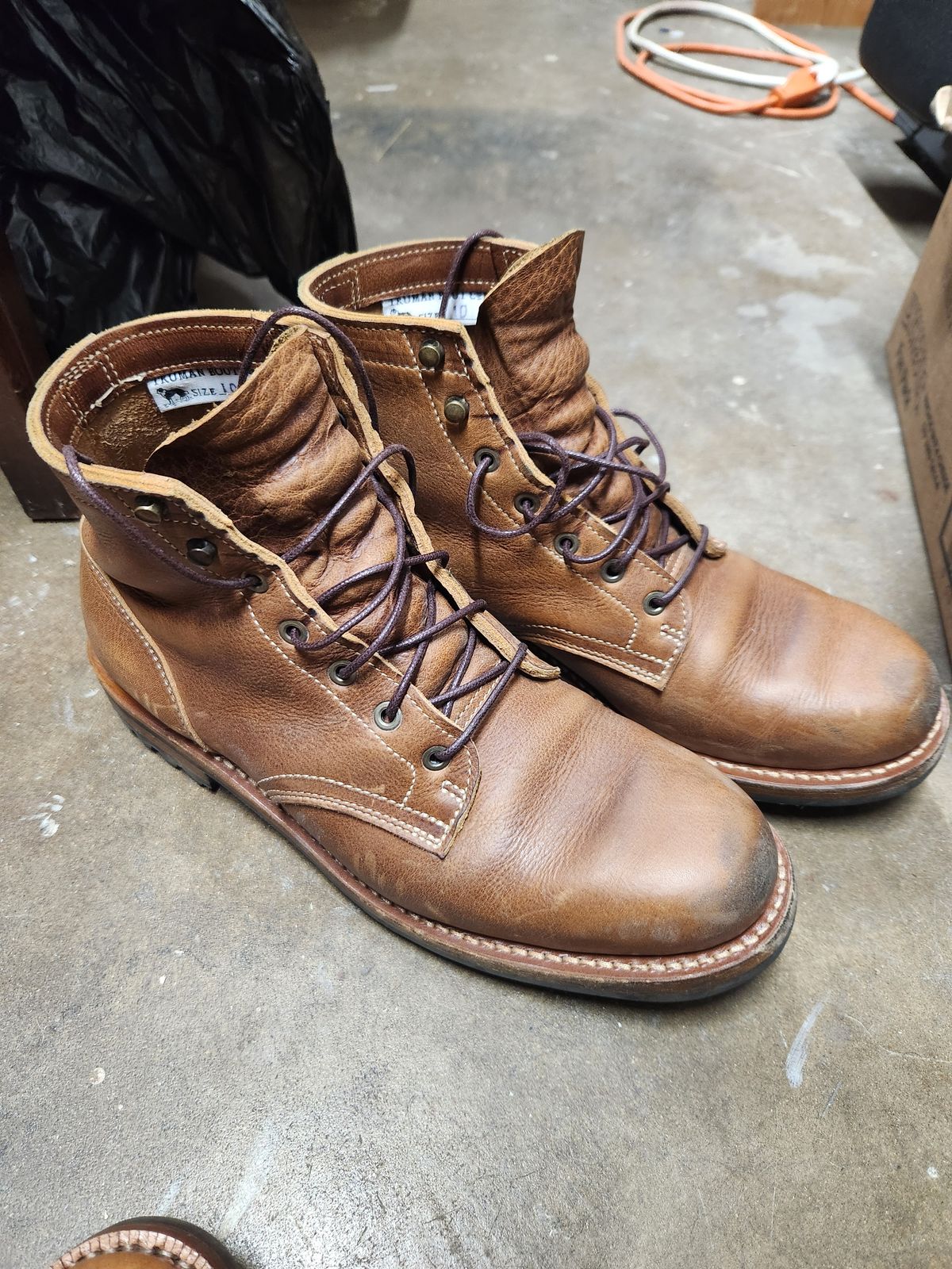 Photo by davidsgarage1972 on December 5, 2025 of the Truman Boot Co. 79 Last in British Tan Grizzly.