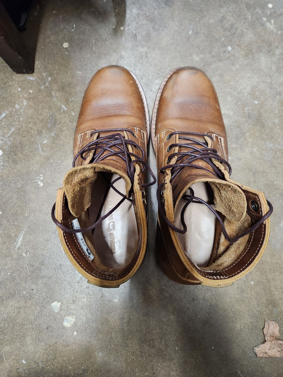 Photo by davidsgarage1972 on December 5, 2025 of the Truman Boot Co. 79 Last in British Tan Grizzly.