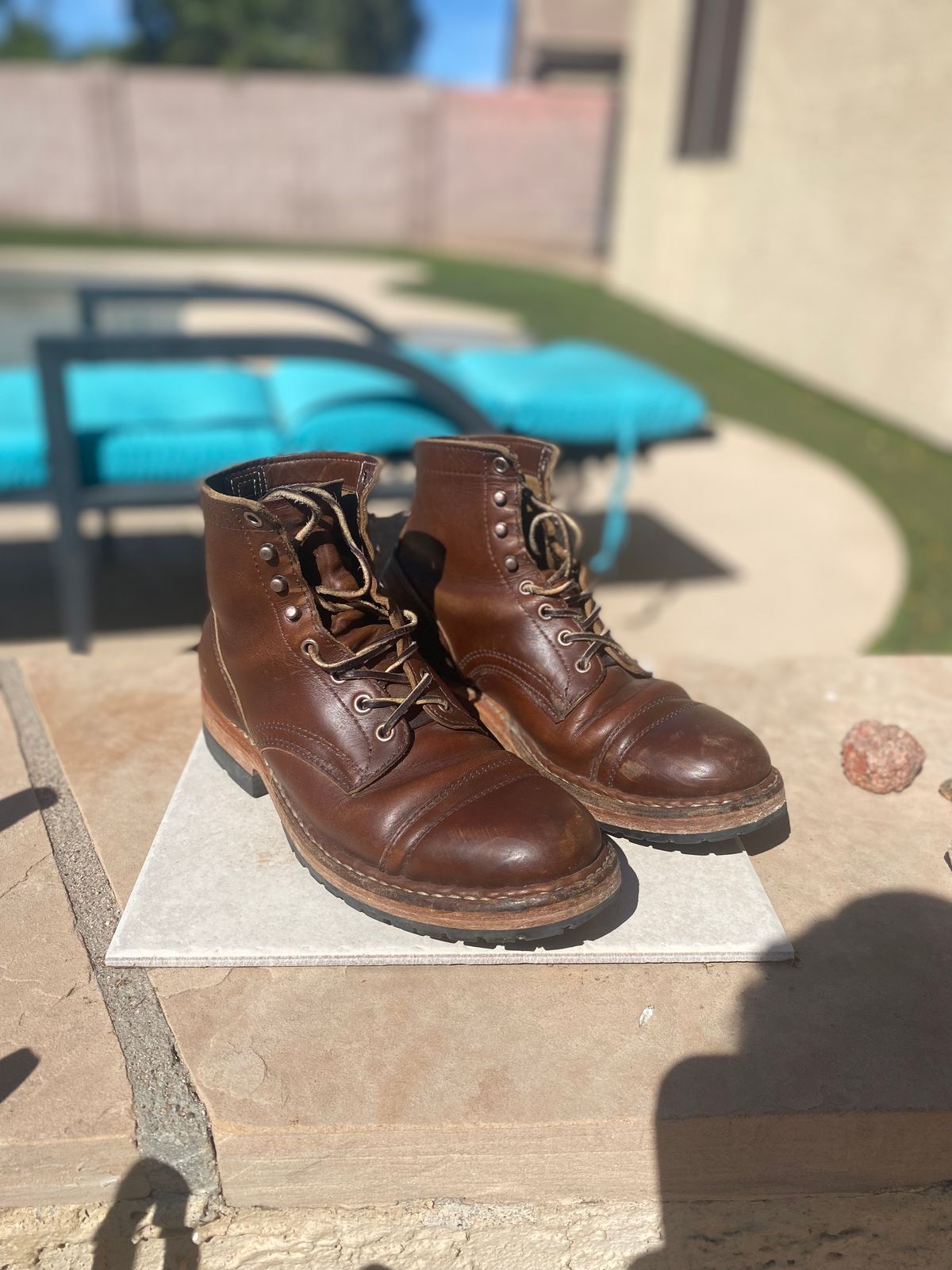 Photo by Jonny.Leih on April 4, 2026 of the White's MP-Sherman Toe Cap in Horween British Tan Chromexcel.