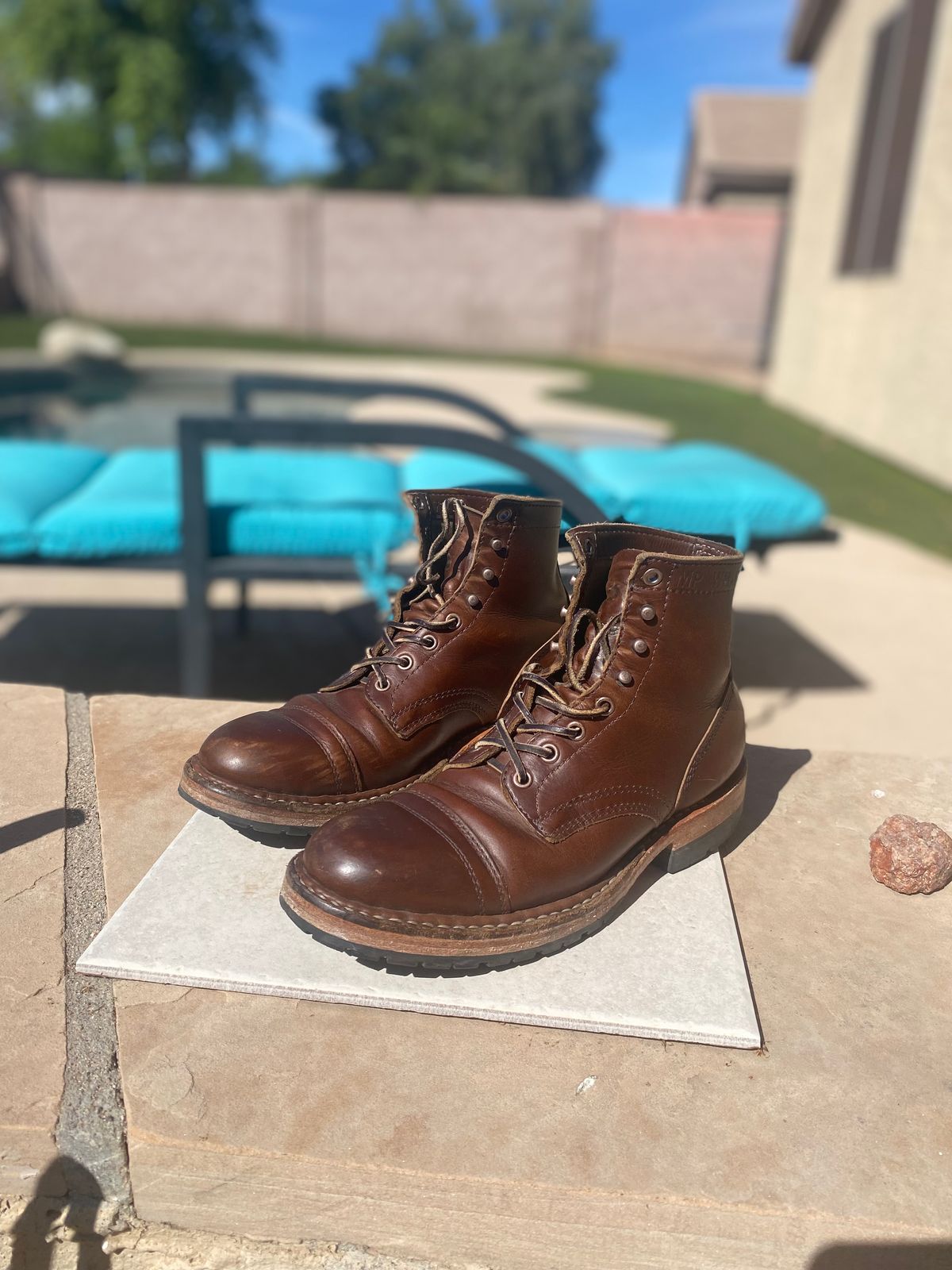 Photo by Jonny.Leih on April 4, 2026 of the White's MP-Sherman Toe Cap in Horween British Tan Chromexcel.