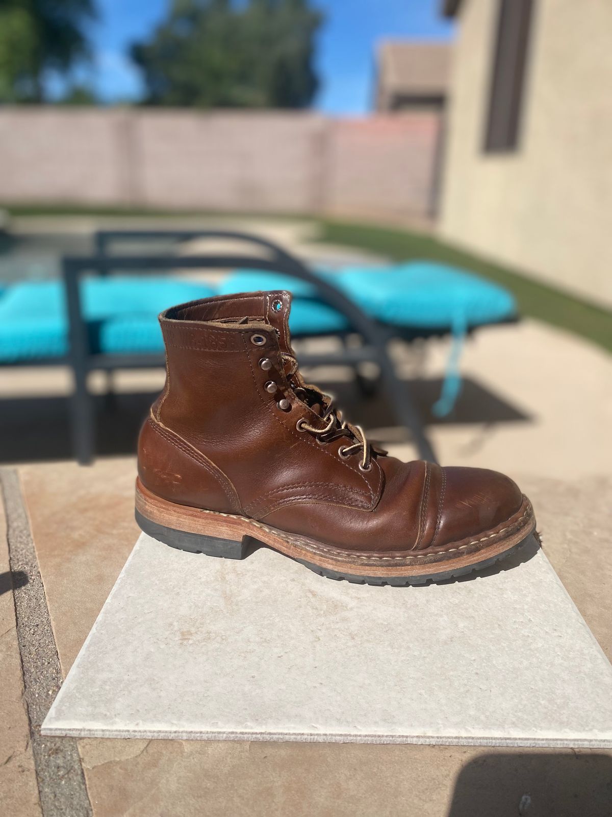 Photo by Jonny.Leih on April 4, 2026 of the White's MP-Sherman Toe Cap in Horween British Tan Chromexcel.