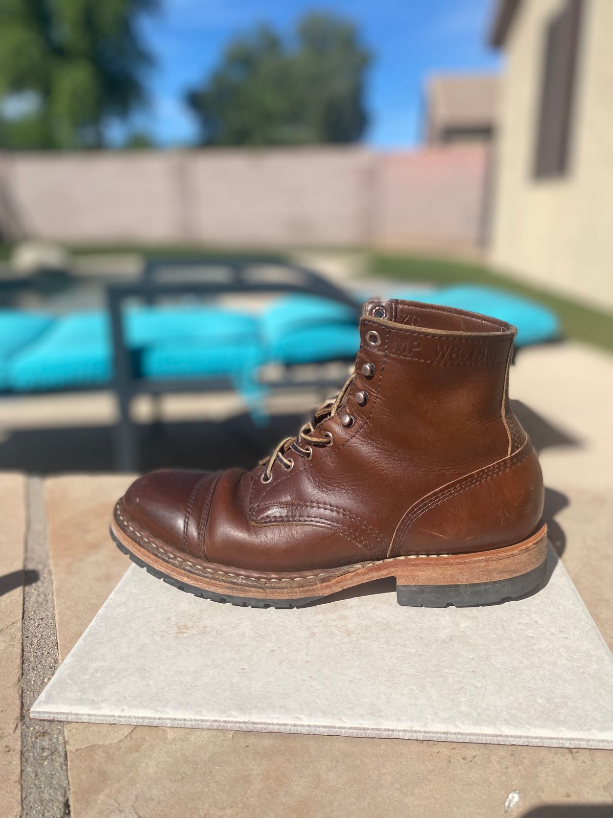 Photo by Jonny.Leih on April 4, 2026 of the White's MP-Sherman Toe Cap in Horween British Tan Chromexcel.