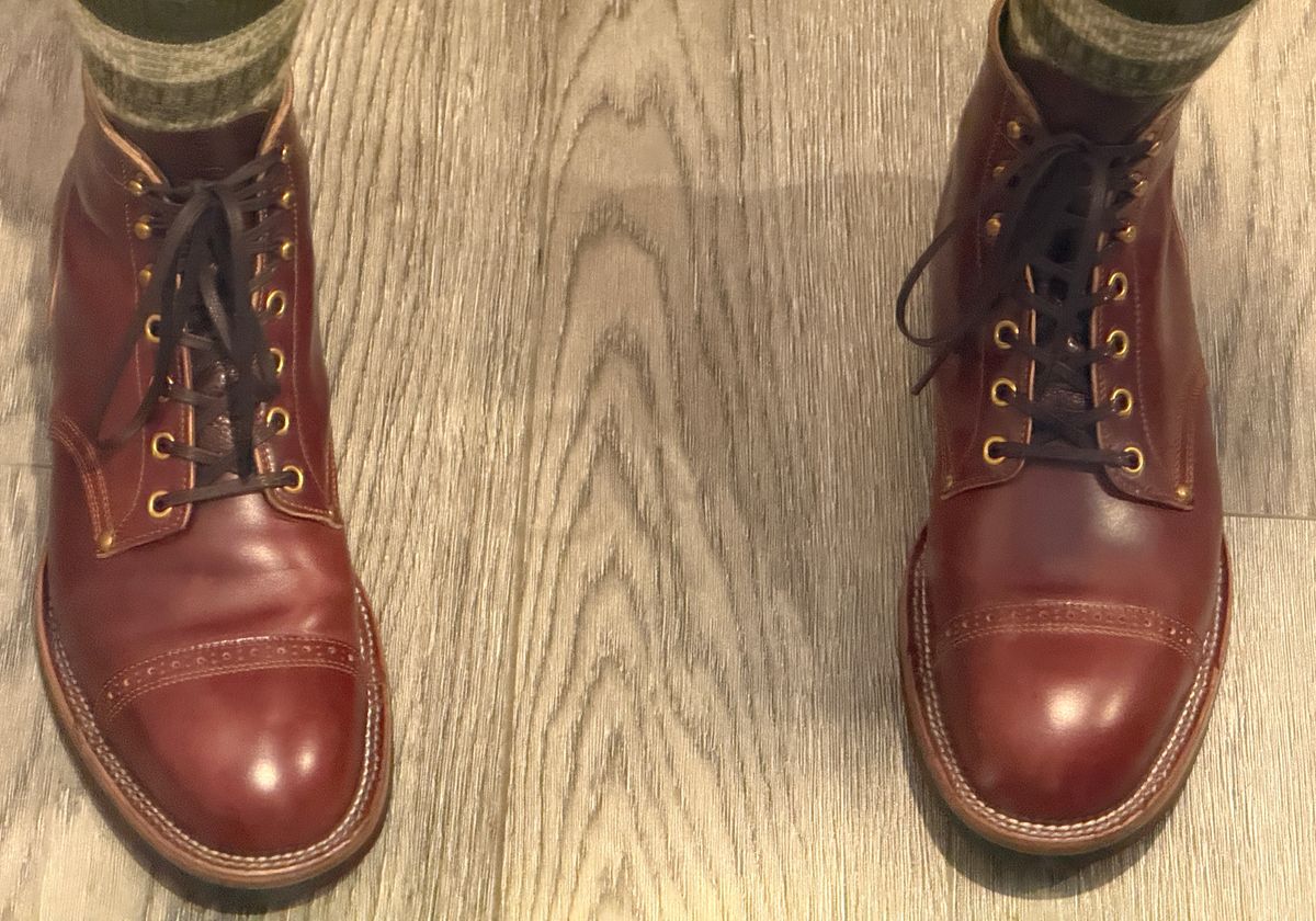 Photo by hype.inu on November 4, 2025 of the Iron Boots Devil Dog in Maryam Ruggine Shell Cordovan.